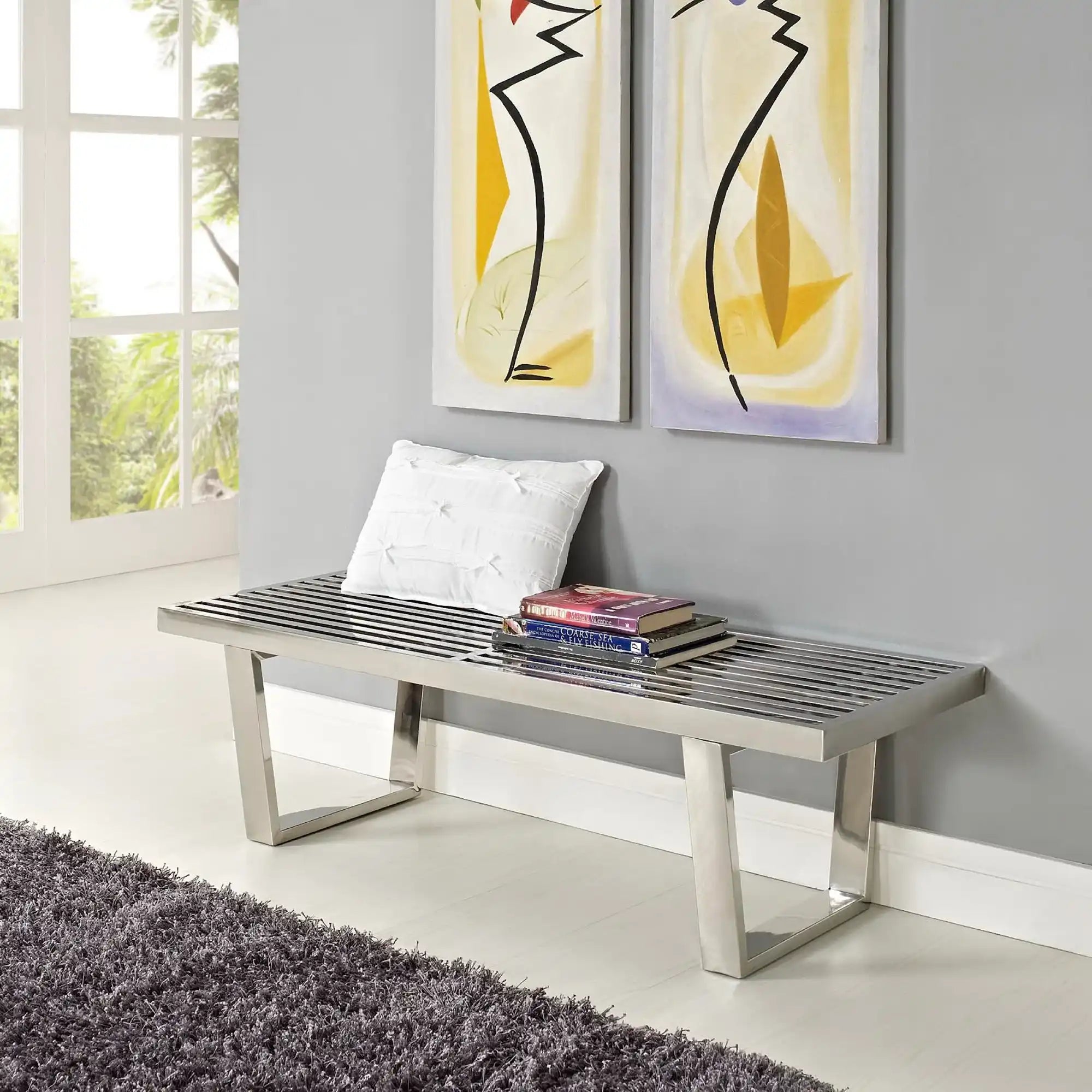 Sauna 4' Stainless Steel Bench by Modway - Best Buy Furniture