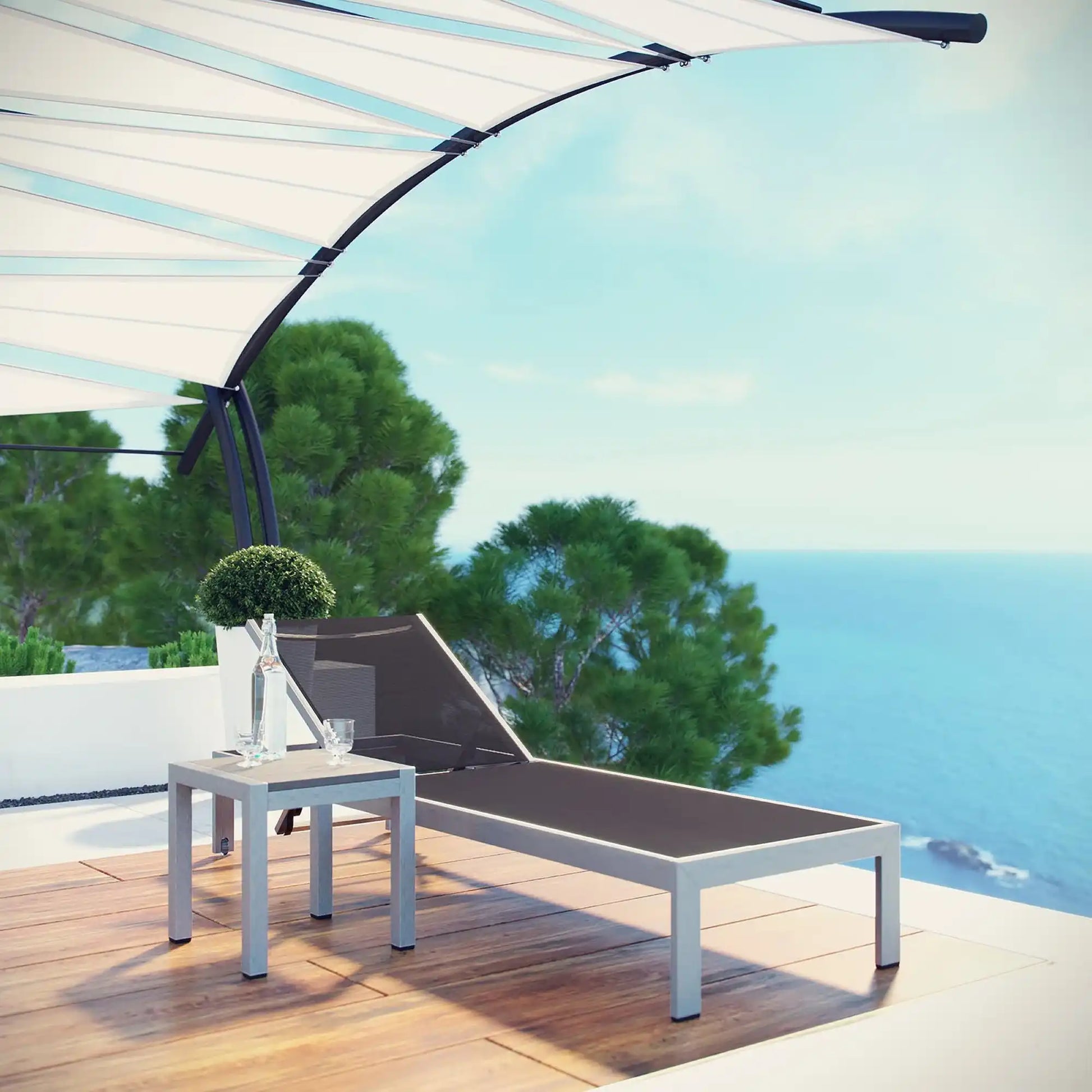 Shore 2 Piece Outdoor Patio Aluminum Set by Modway - Best Buy Furniture