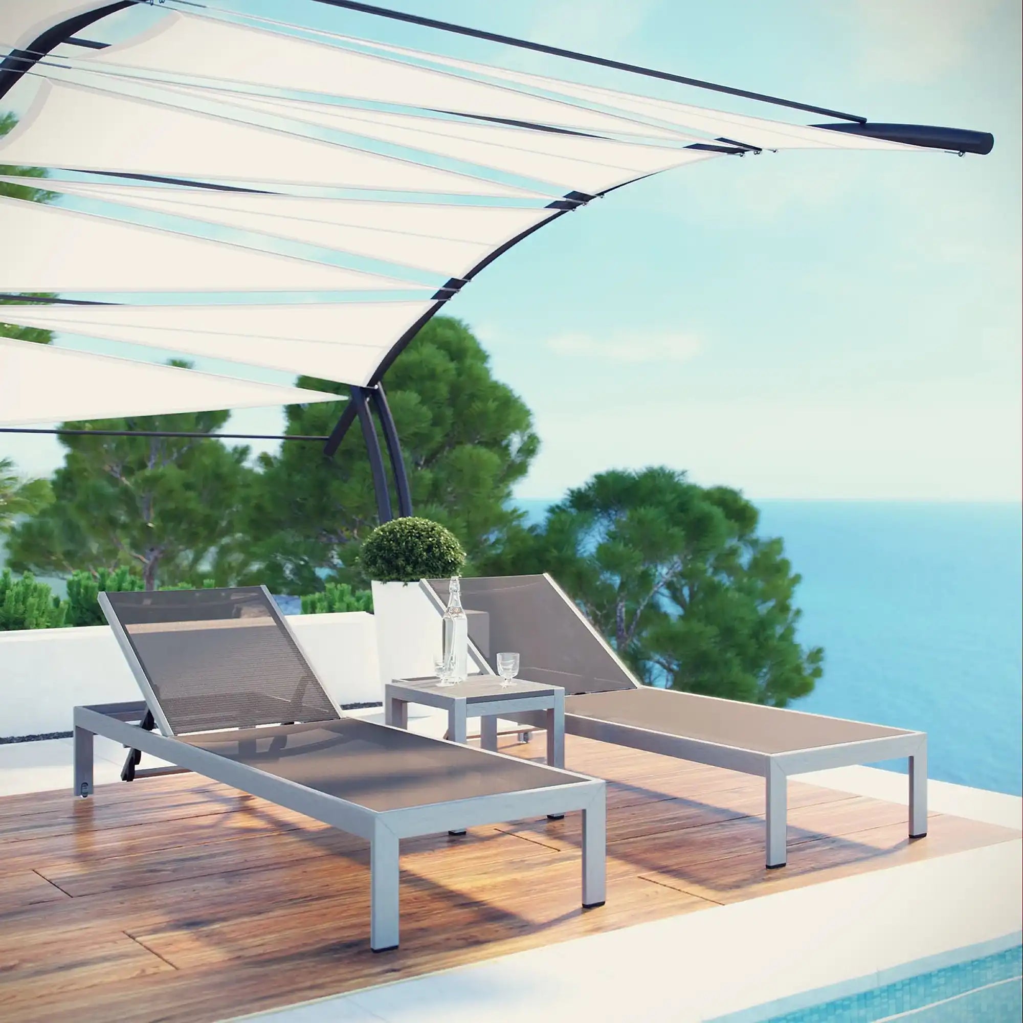Shore 3 Piece Outdoor Patio Aluminum Set by Modway - Best Buy Furniture