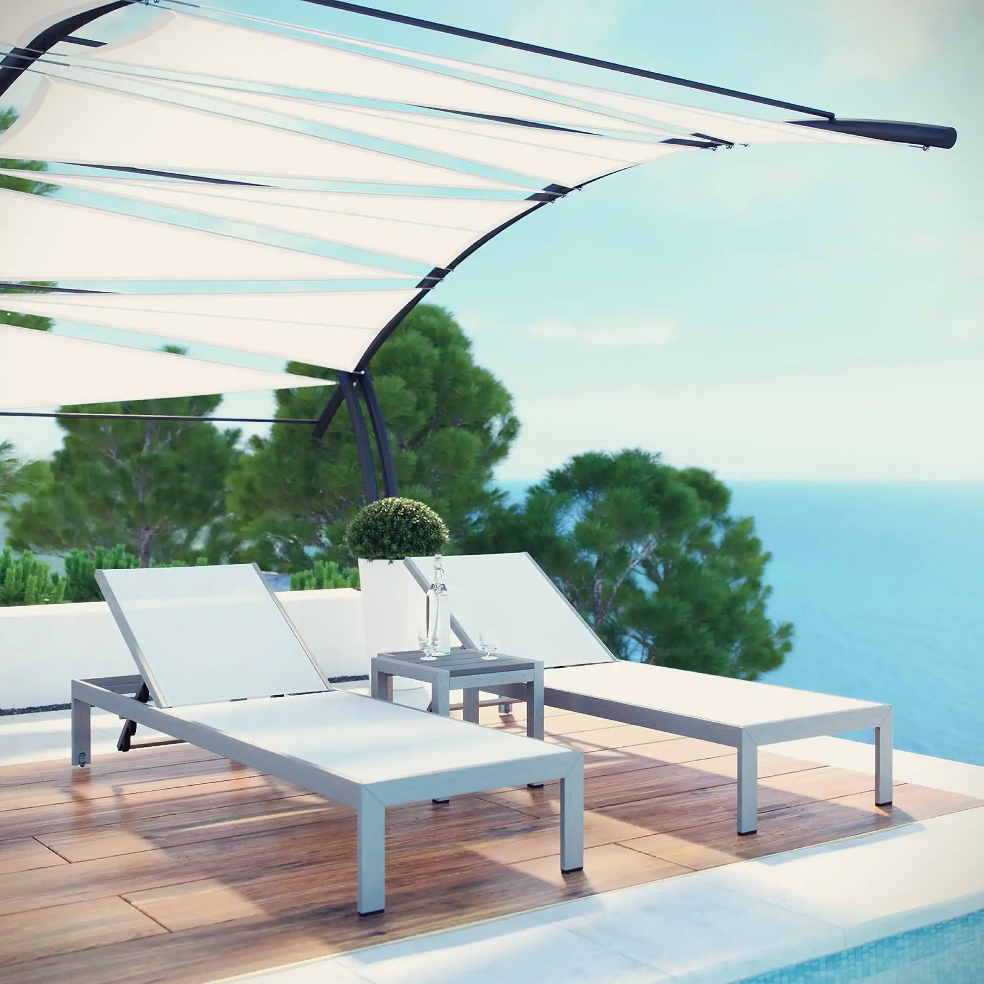 Shore 3 Piece Outdoor Patio Aluminum Set by Modway - Best Buy Furniture