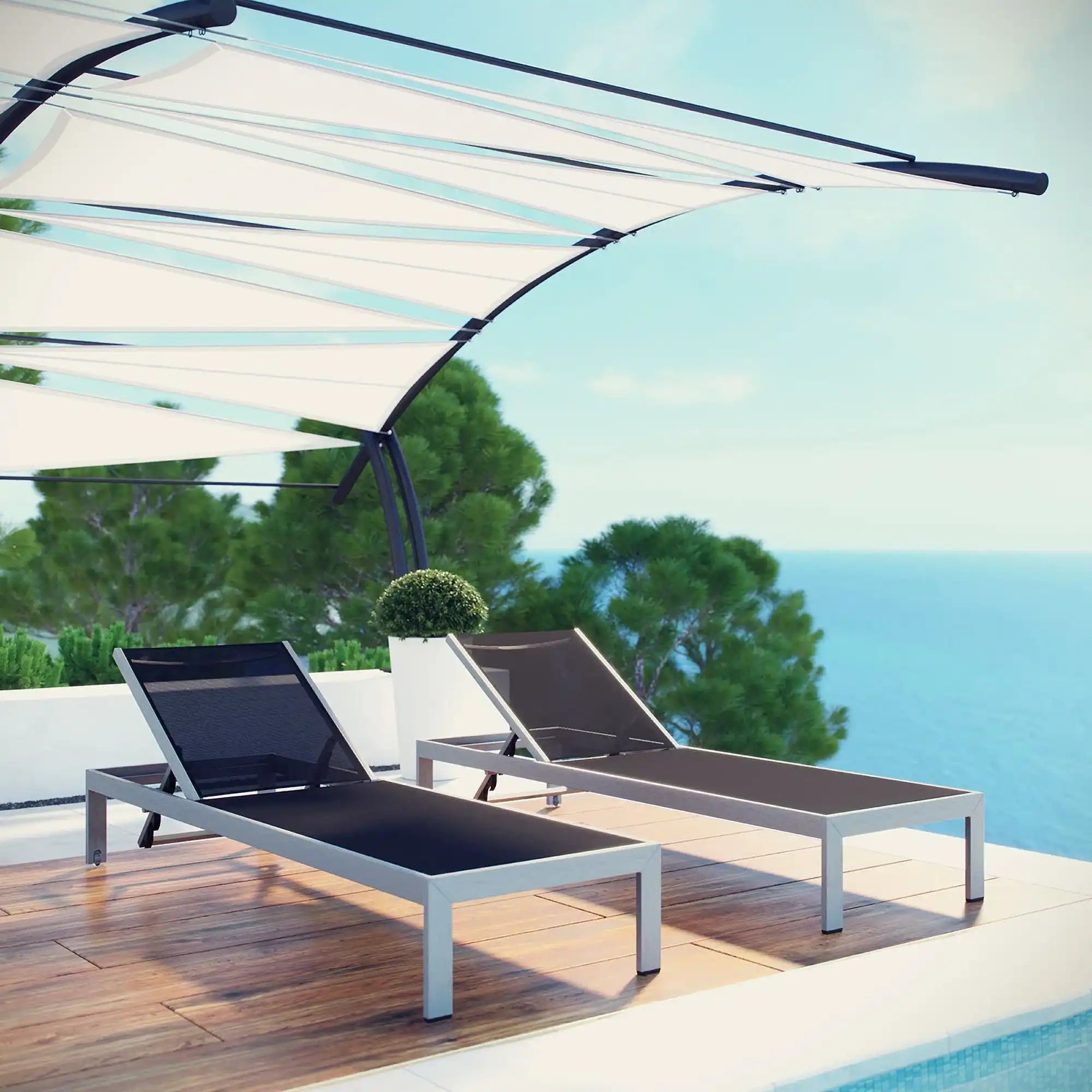 Shore Outdoor Patio Aluminum Chaise Set of 2 by Modway - Best Buy Furniture