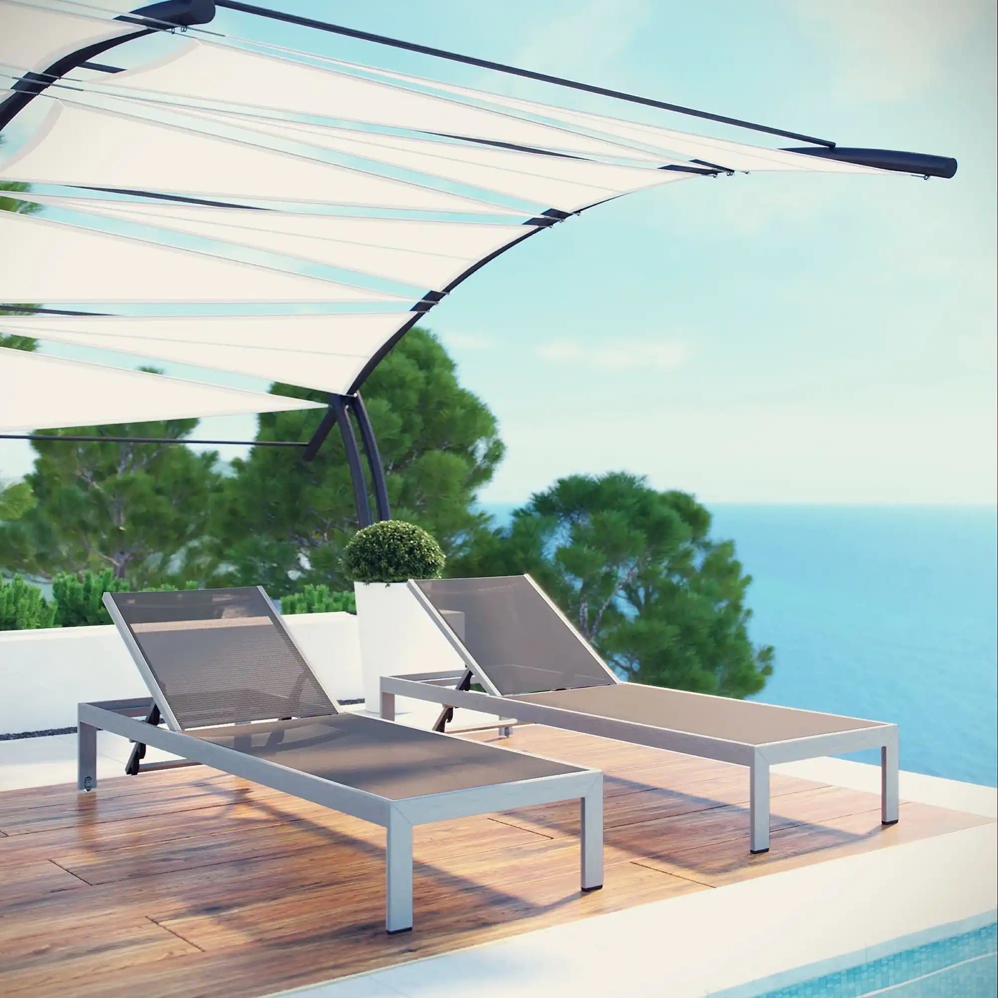 Shore Outdoor Patio Aluminum Chaise Set of 2 by Modway - Best Buy Furniture