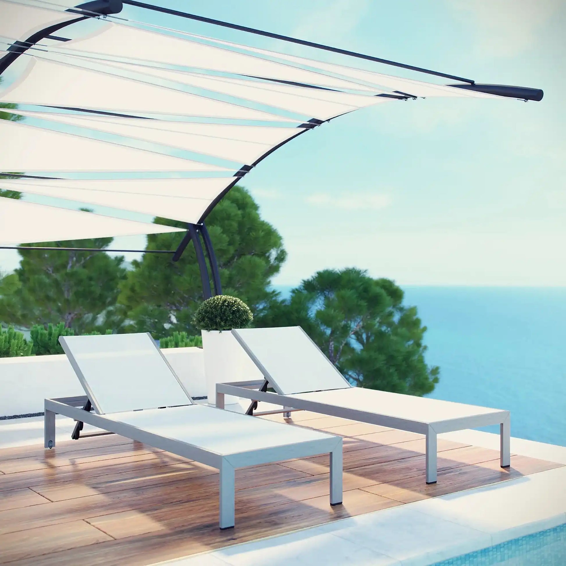 Shore Outdoor Patio Aluminum Chaise Set of 2 by Modway - Best Buy Furniture