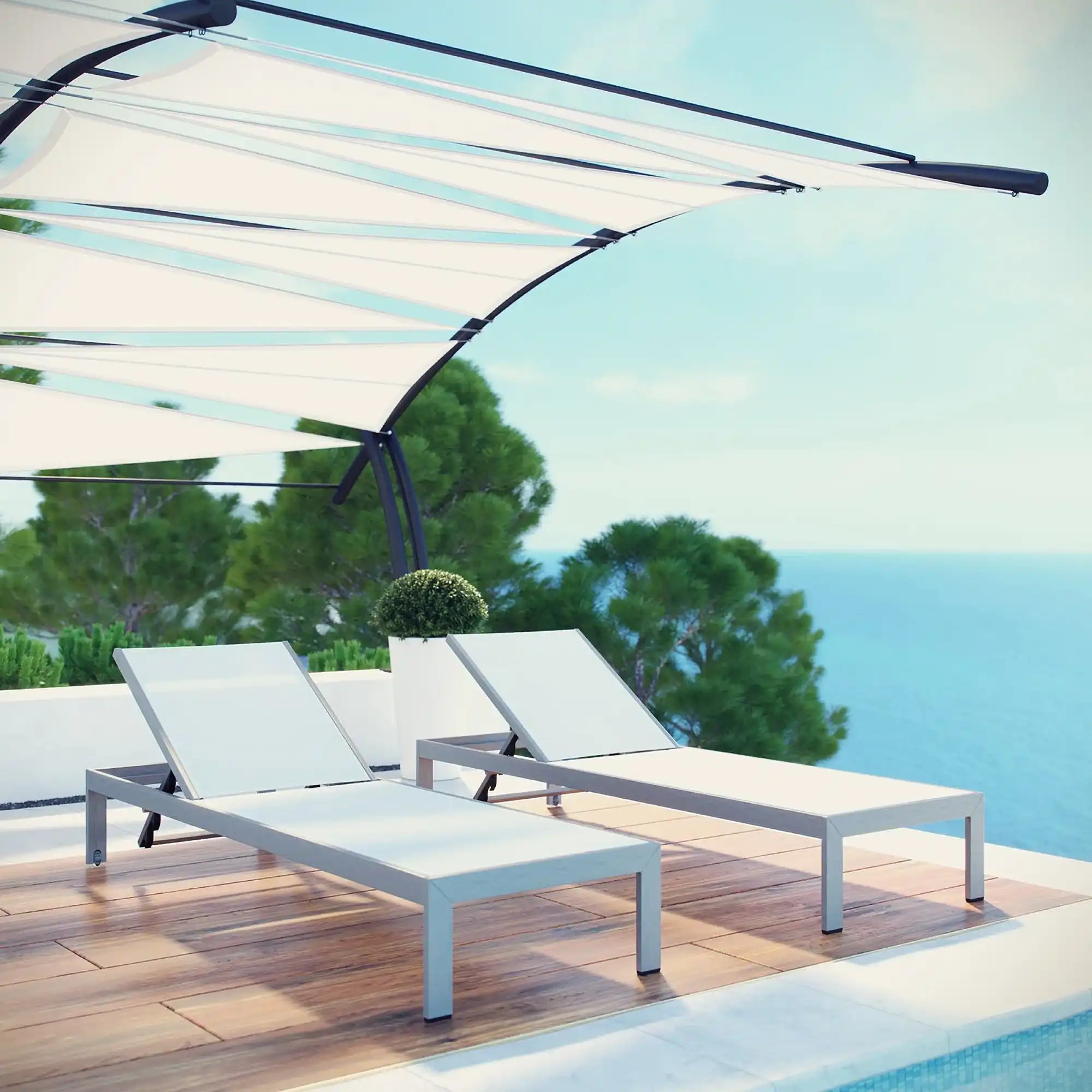 Shore Outdoor Patio Aluminum Chaise Set of 2 by Modway - Best Buy Furniture
