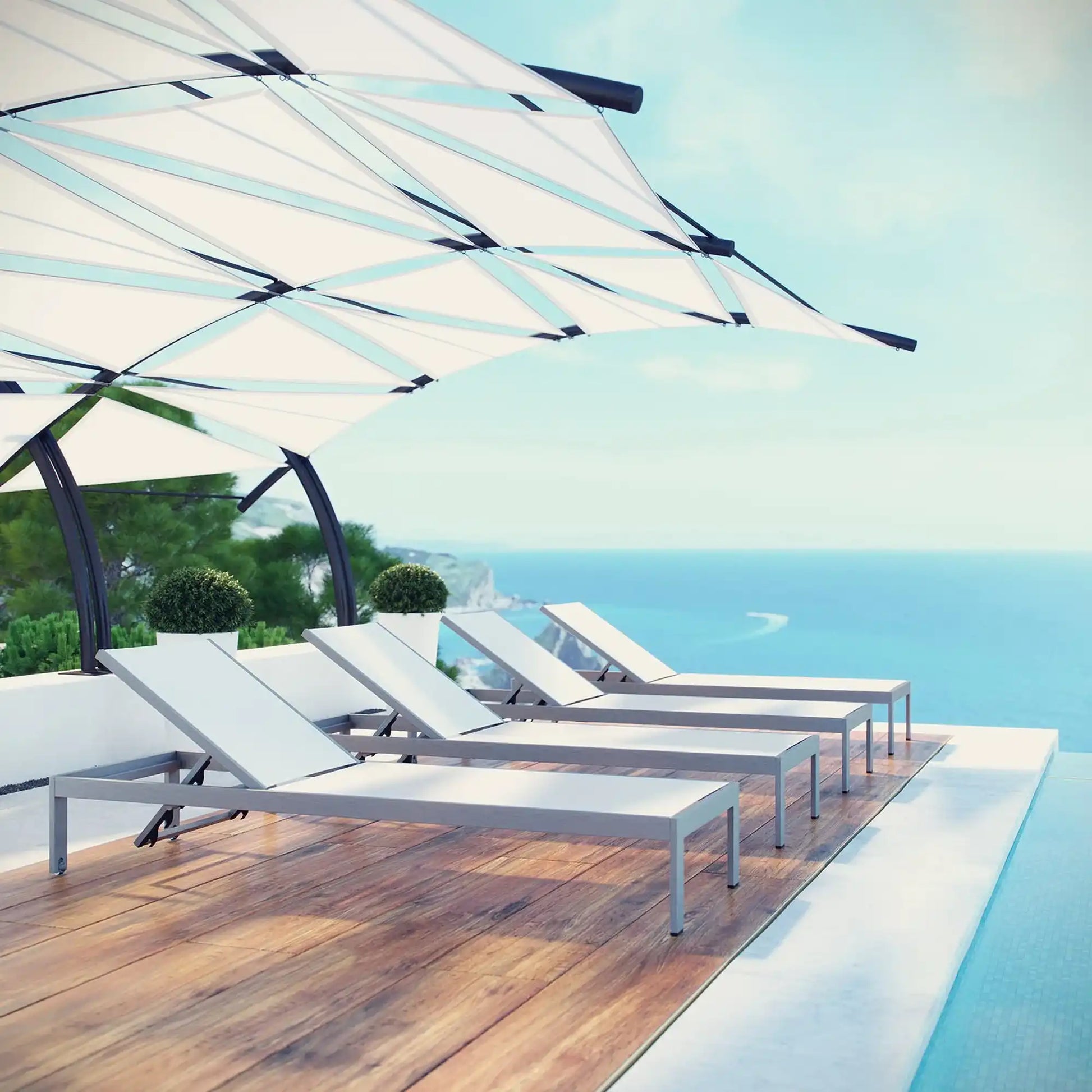 Shore Outdoor Patio Aluminum Chaise Set of 4 by Modway - Best Buy Furniture