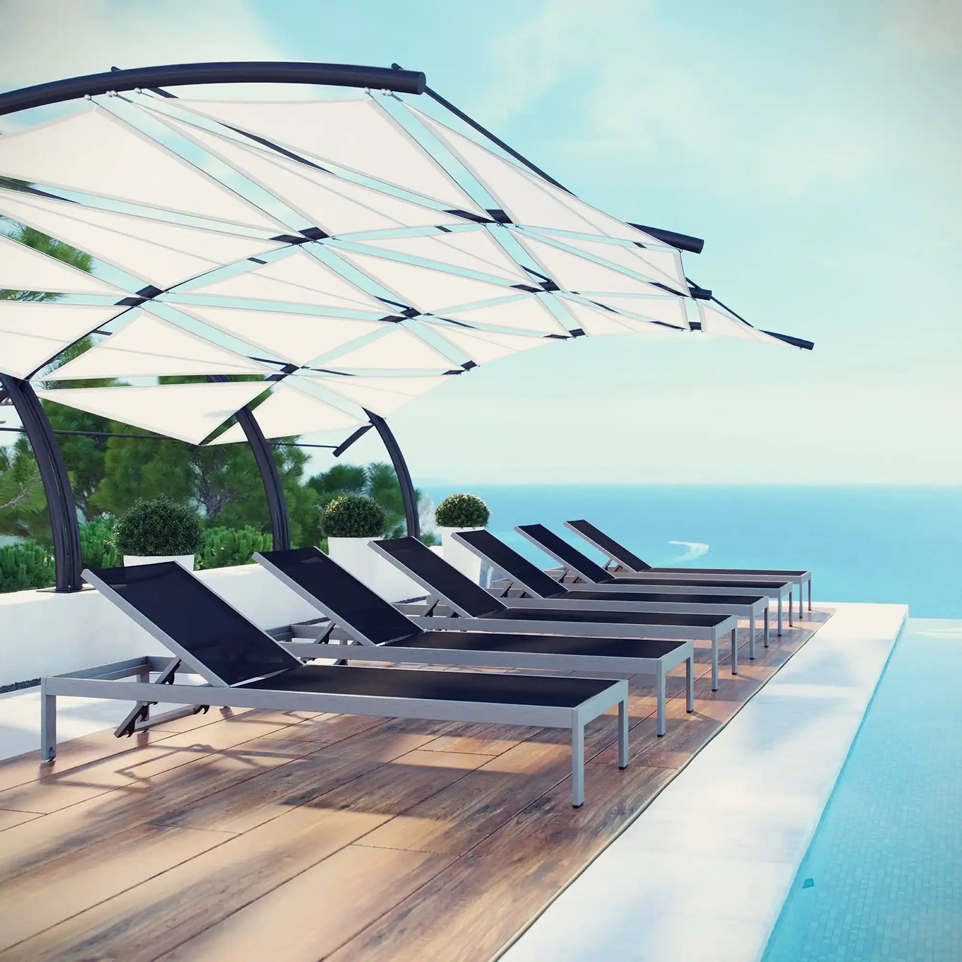 Shore Outdoor Patio Aluminum Chaise Set of 6 by Modway - Best Buy Furniture