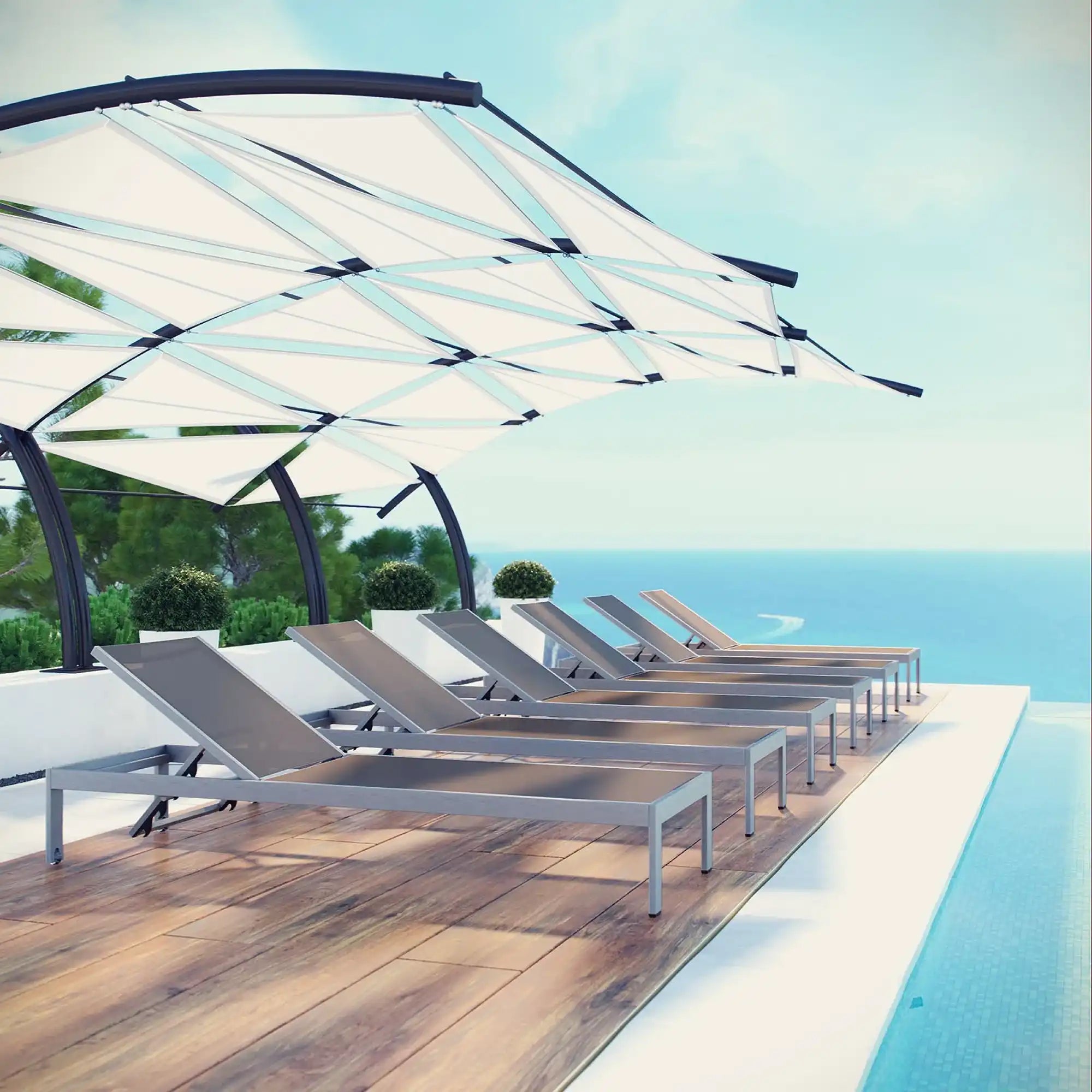 Shore Outdoor Patio Aluminum Chaise Set of 6 by Modway - Best Buy Furniture
