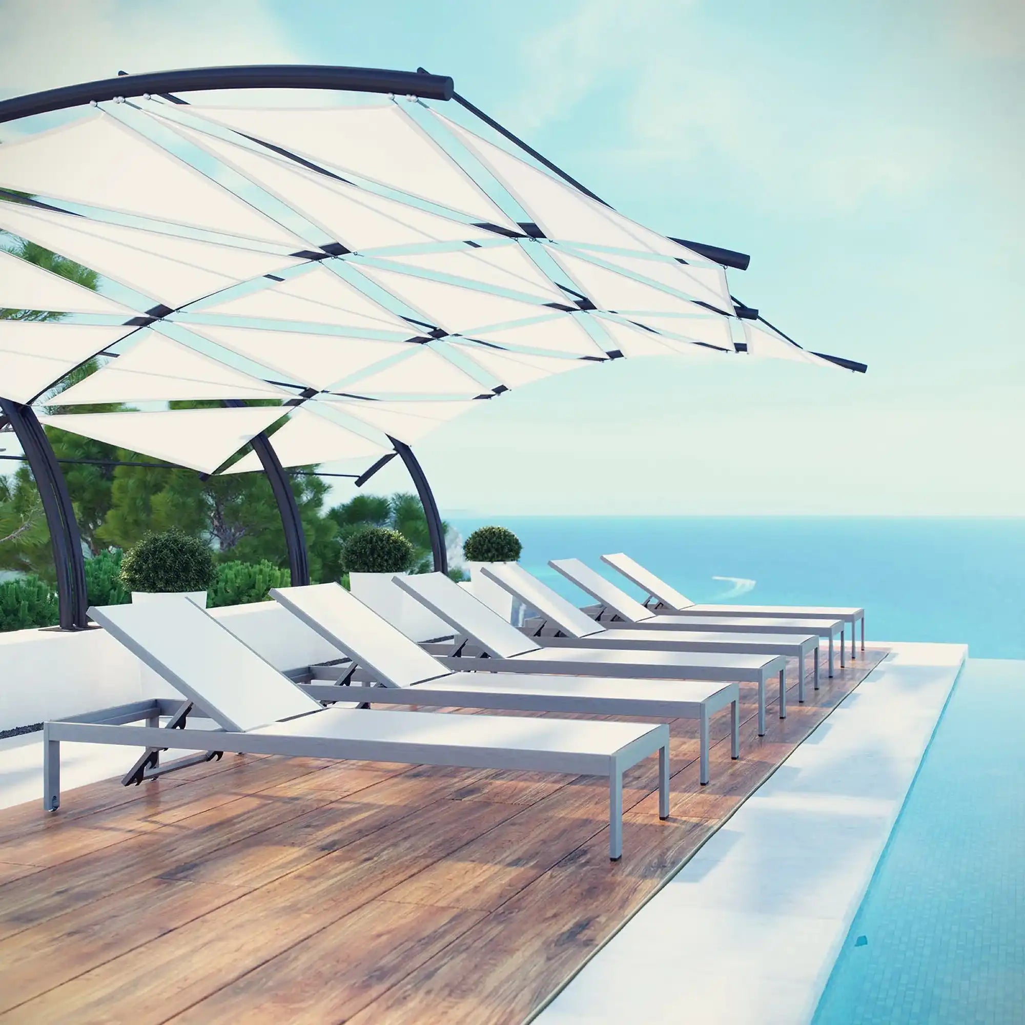 Shore Outdoor Patio Aluminum Chaise Set of 6 by Modway - Best Buy Furniture