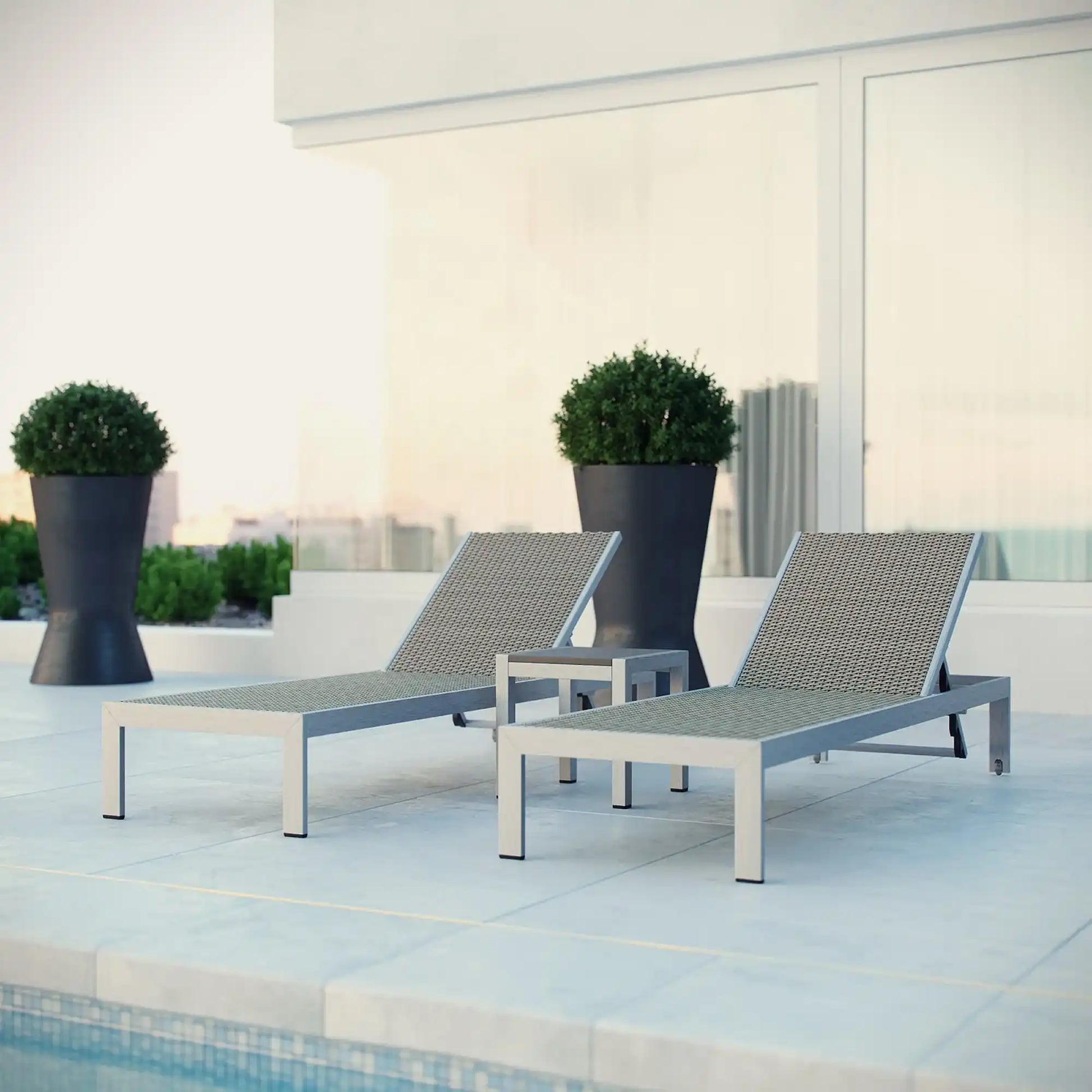 Shore 3 Piece Outdoor Patio Aluminum Set by Modway - Best Buy Furniture