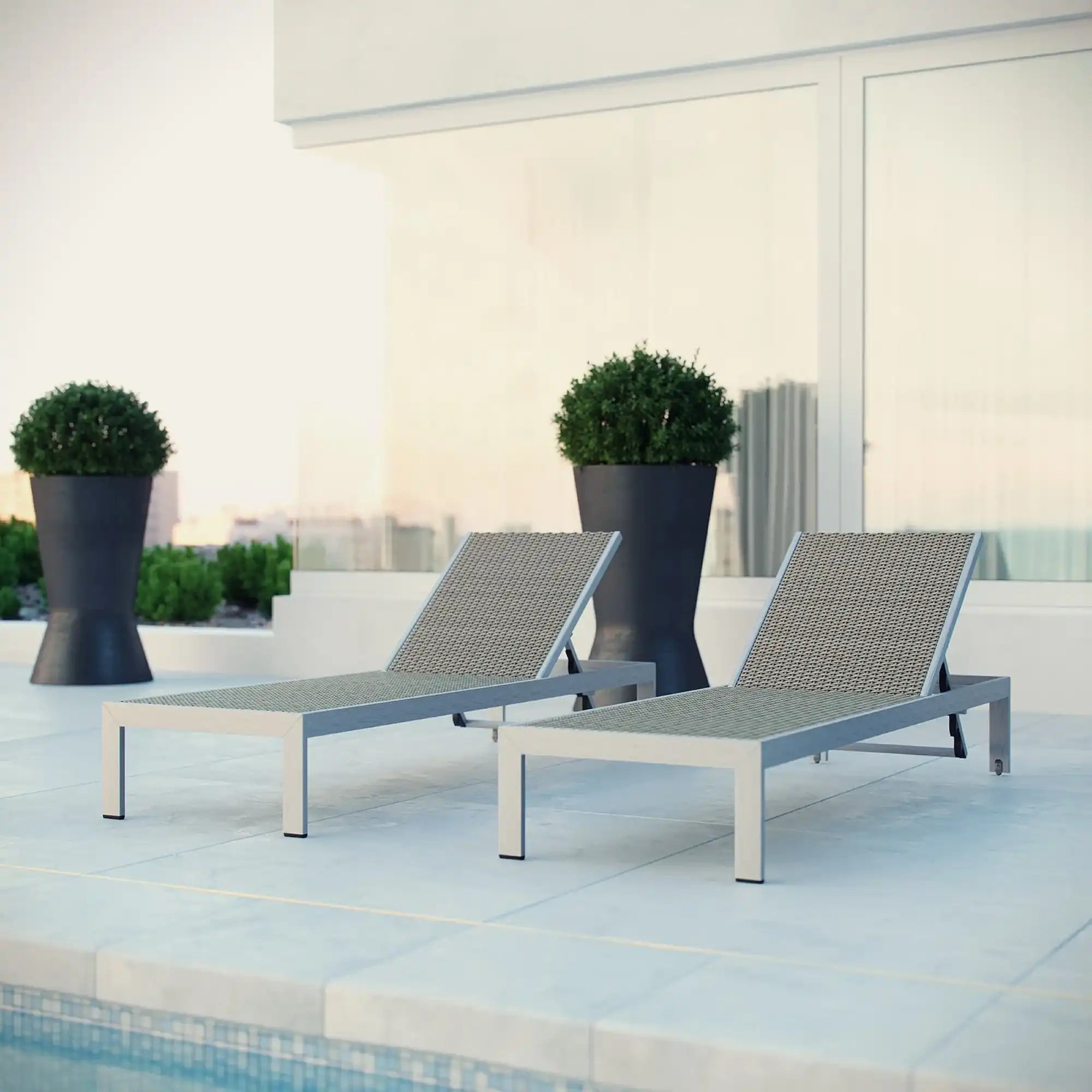 Shore Outdoor Patio Aluminum Chaise Set of 2 by Modway - Best Buy Furniture