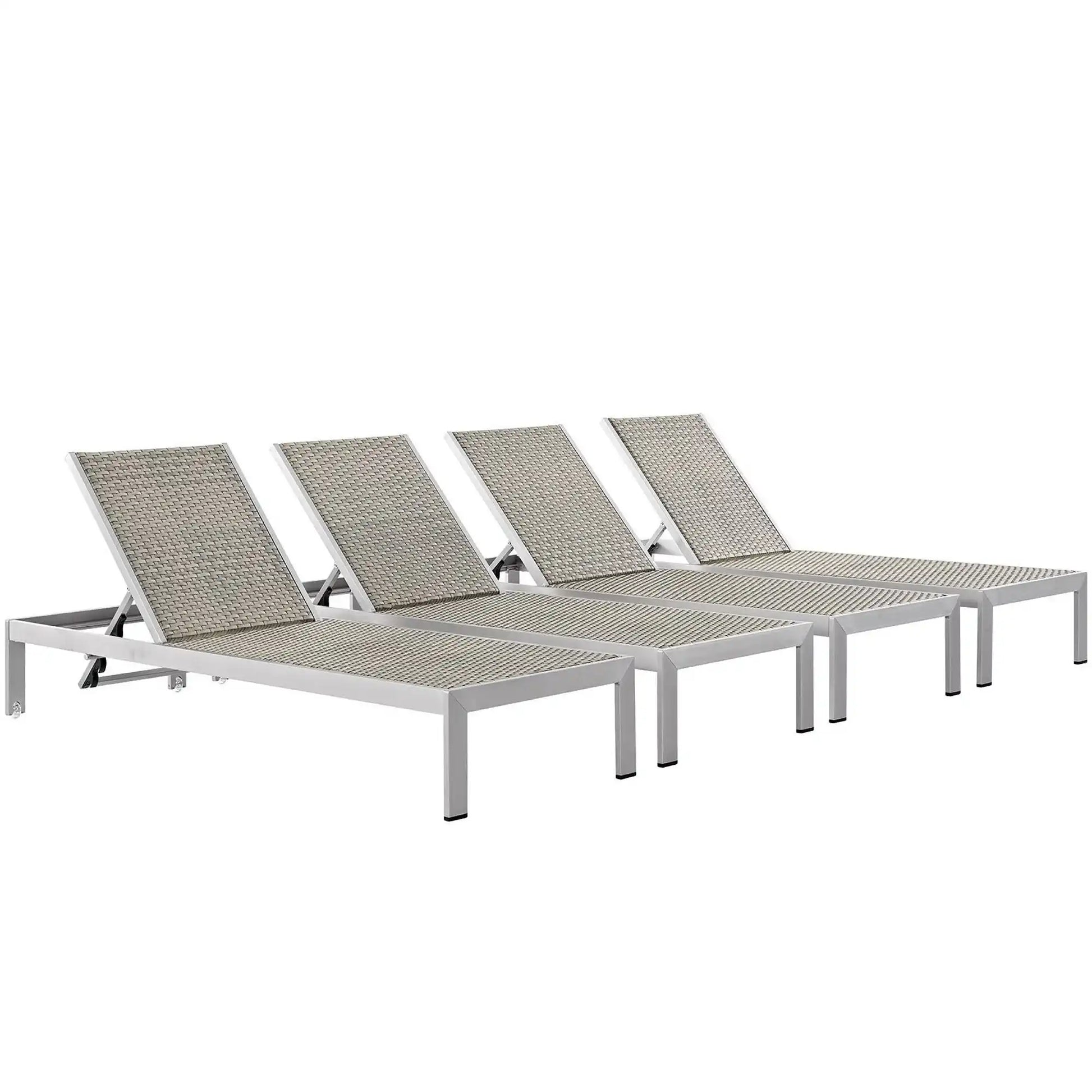 Shore Outdoor Patio Aluminum Chaise Set of 4 by Modway - Best Buy Furniture