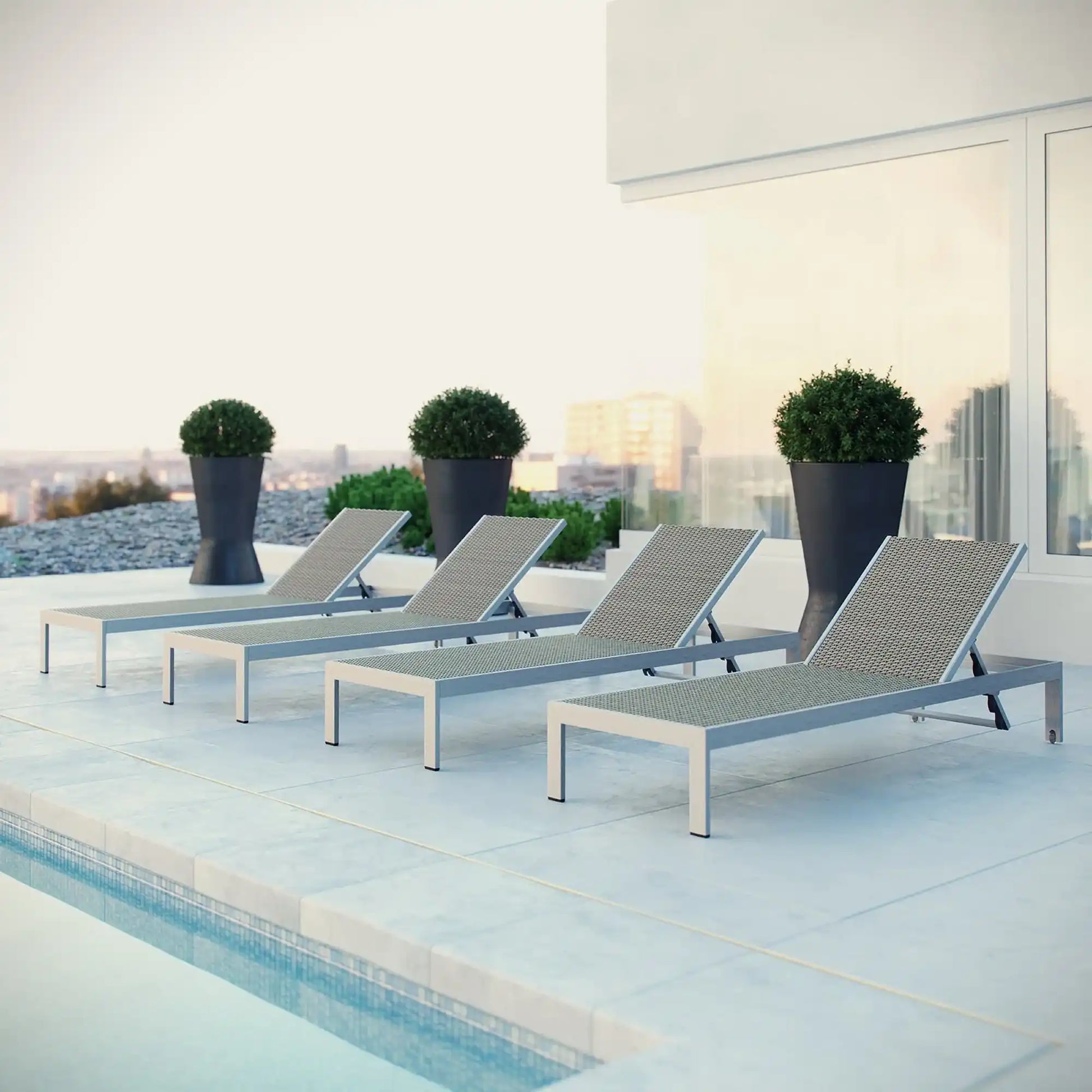Shore Outdoor Patio Aluminum Chaise Set of 4 by Modway - Best Buy Furniture