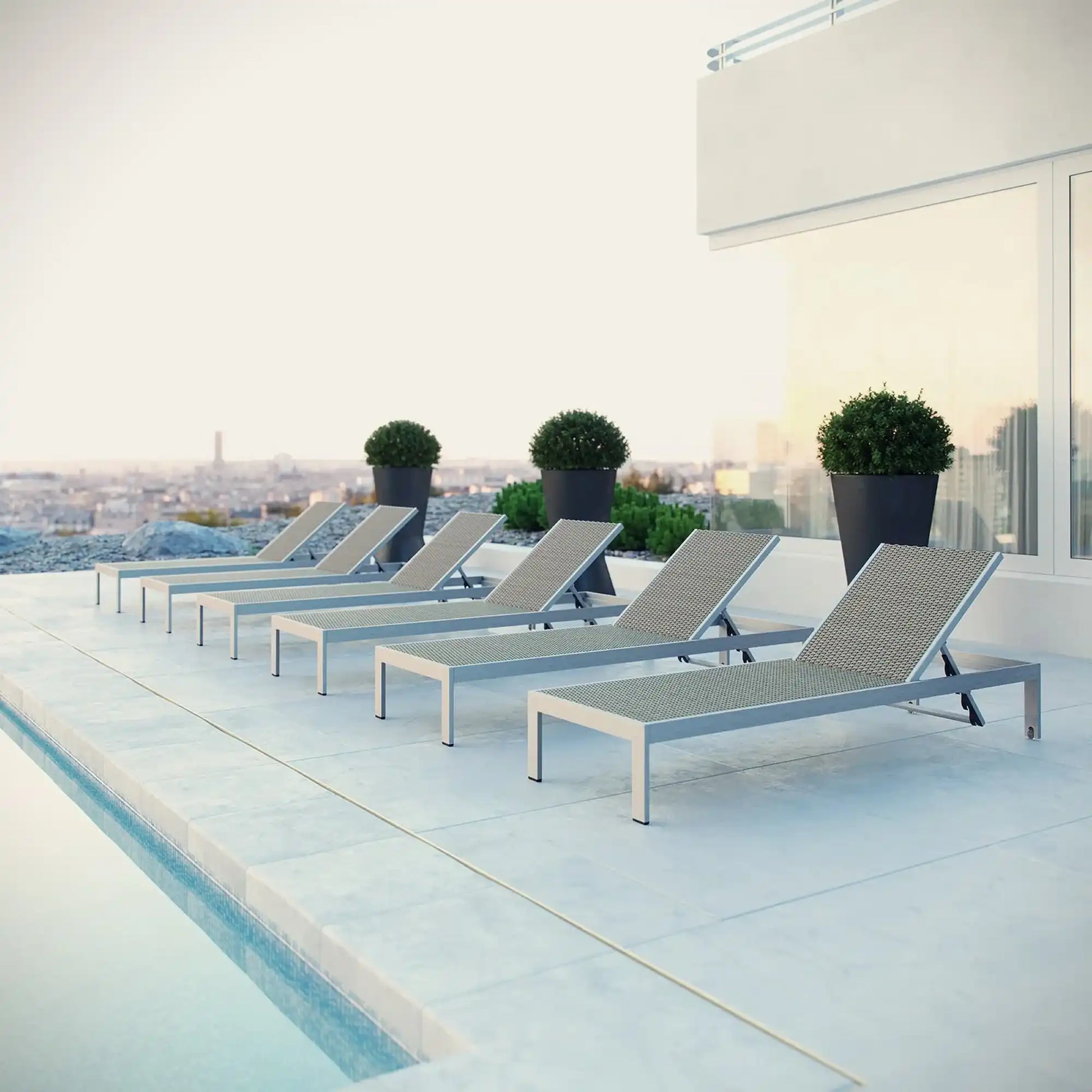 Shore Outdoor Patio Aluminum Chaise Set of 6 by Modway - Best Buy Furniture