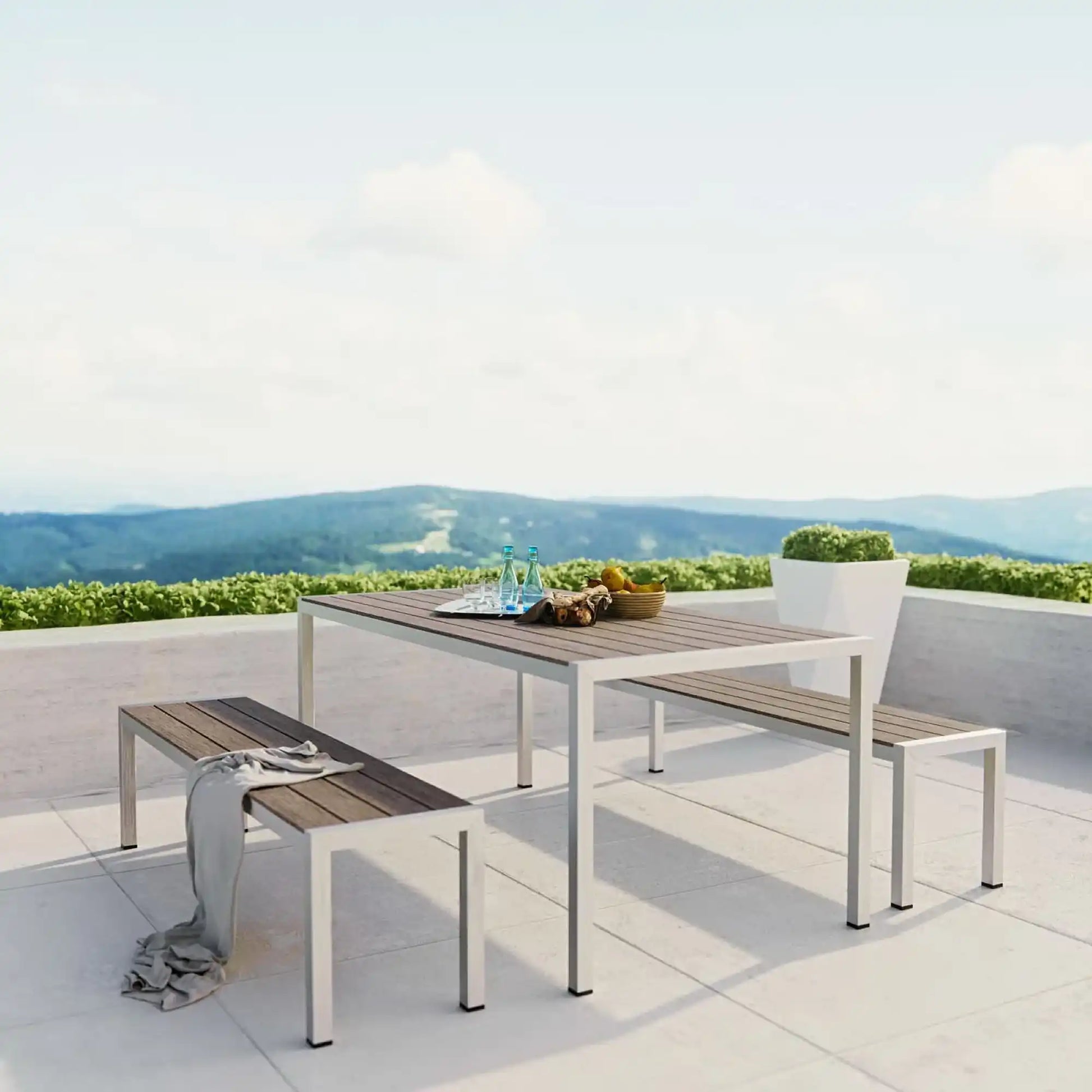 Shore 3 Piece Outdoor Patio Aluminum Dining Set by Modway - Best Buy Furniture