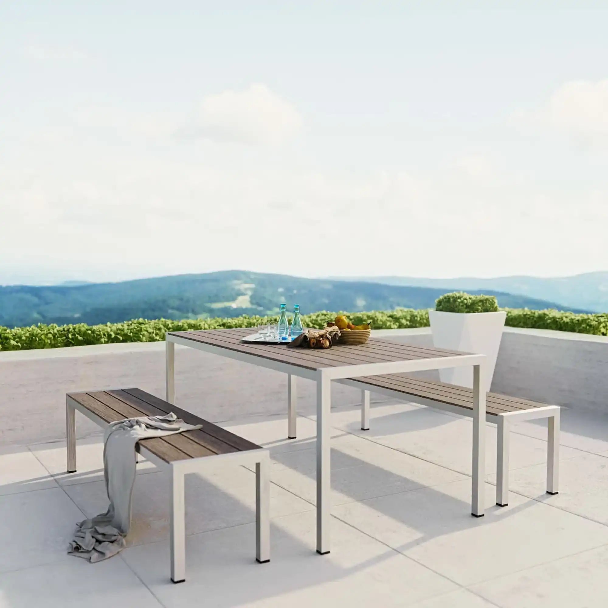 Shore 3 Piece Outdoor Patio Aluminum Dining Set by Modway - Best Buy Furniture