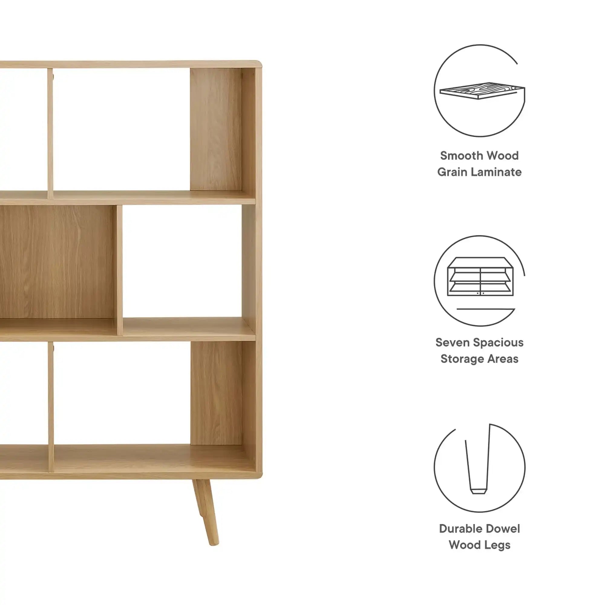Transmit 7 Shelf Wood Grain Bookcase by Modway - Best Buy Furniture