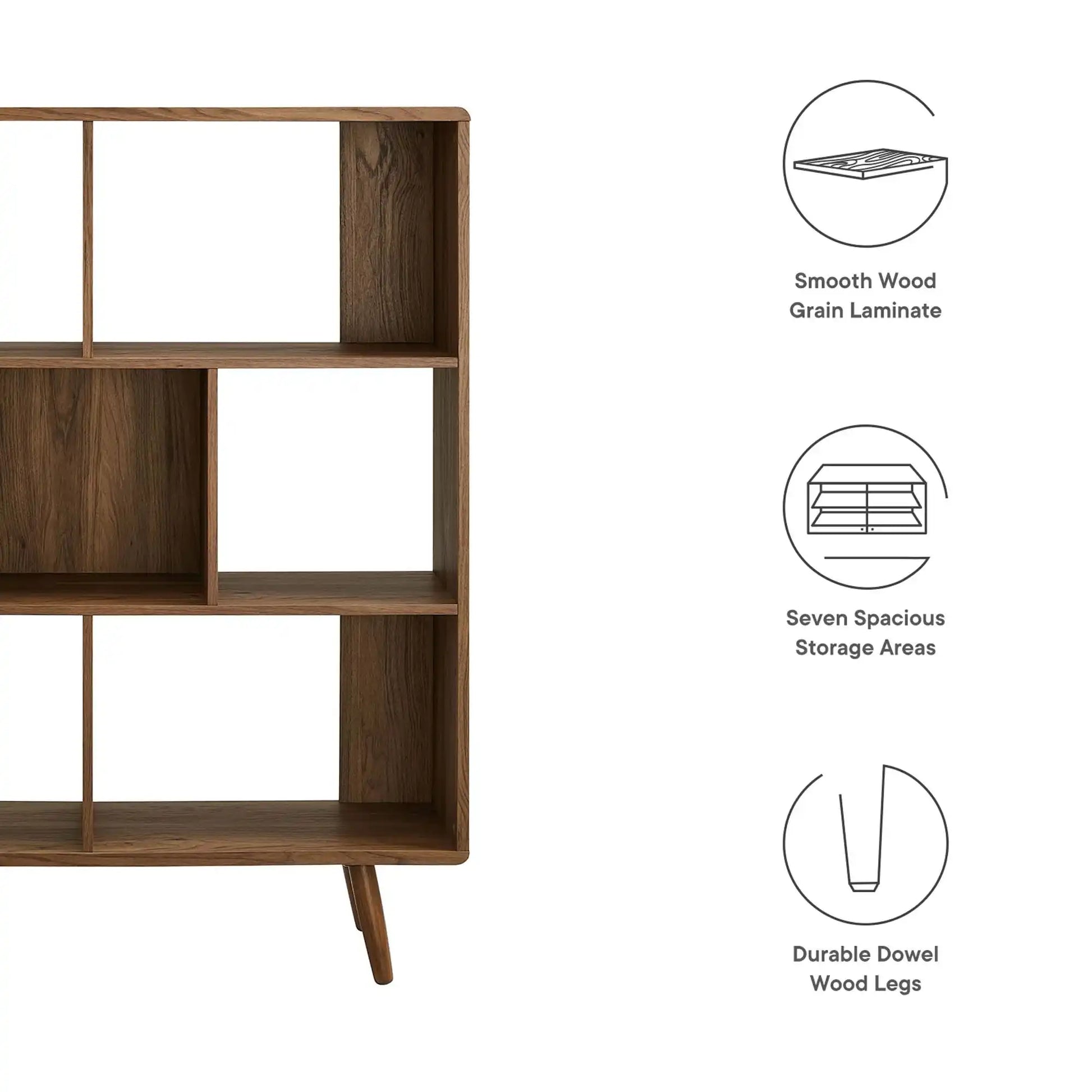 Transmit 7 Shelf Wood Grain Bookcase by Modway - Best Buy Furniture