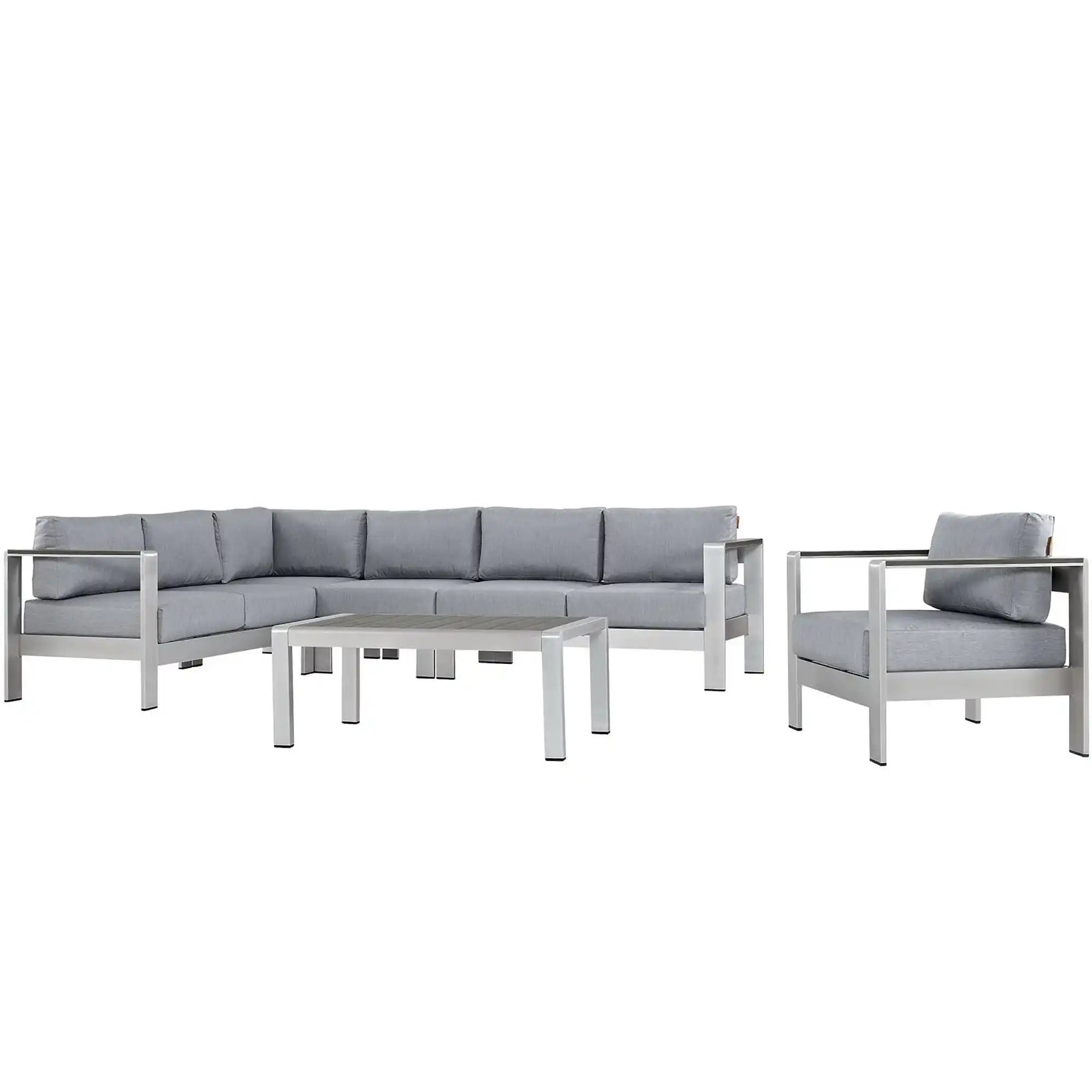 Shore 6 Piece Outdoor Patio Aluminum Sectional Sofa Set by Modway - Best Buy Furniture