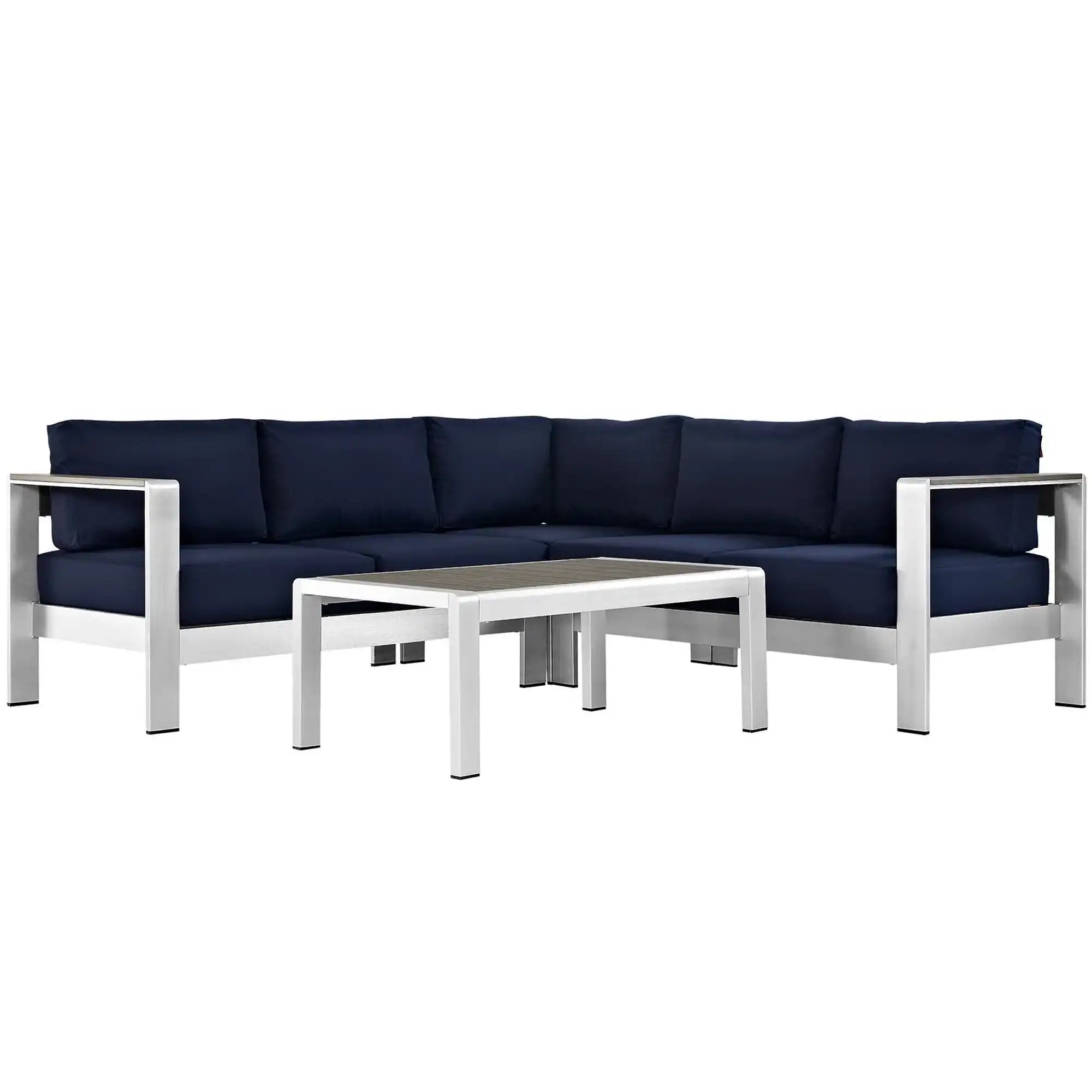 Shore 4 Piece Outdoor Patio Aluminum Sectional Sofa Set by Modway - Best Buy Furniture