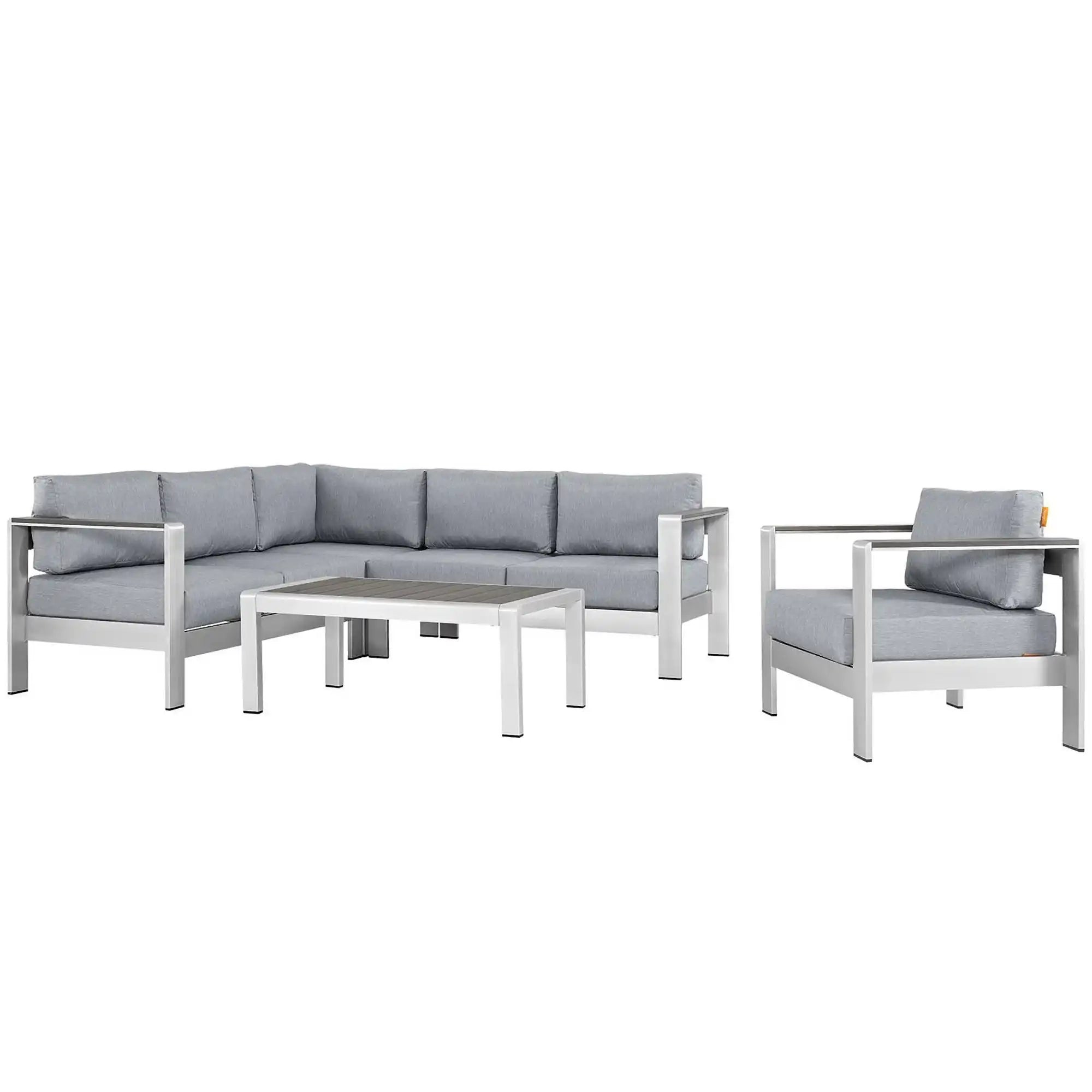 Shore 5 Piece Outdoor Patio Aluminum Sectional Sofa Set by Modway - Best Buy Furniture