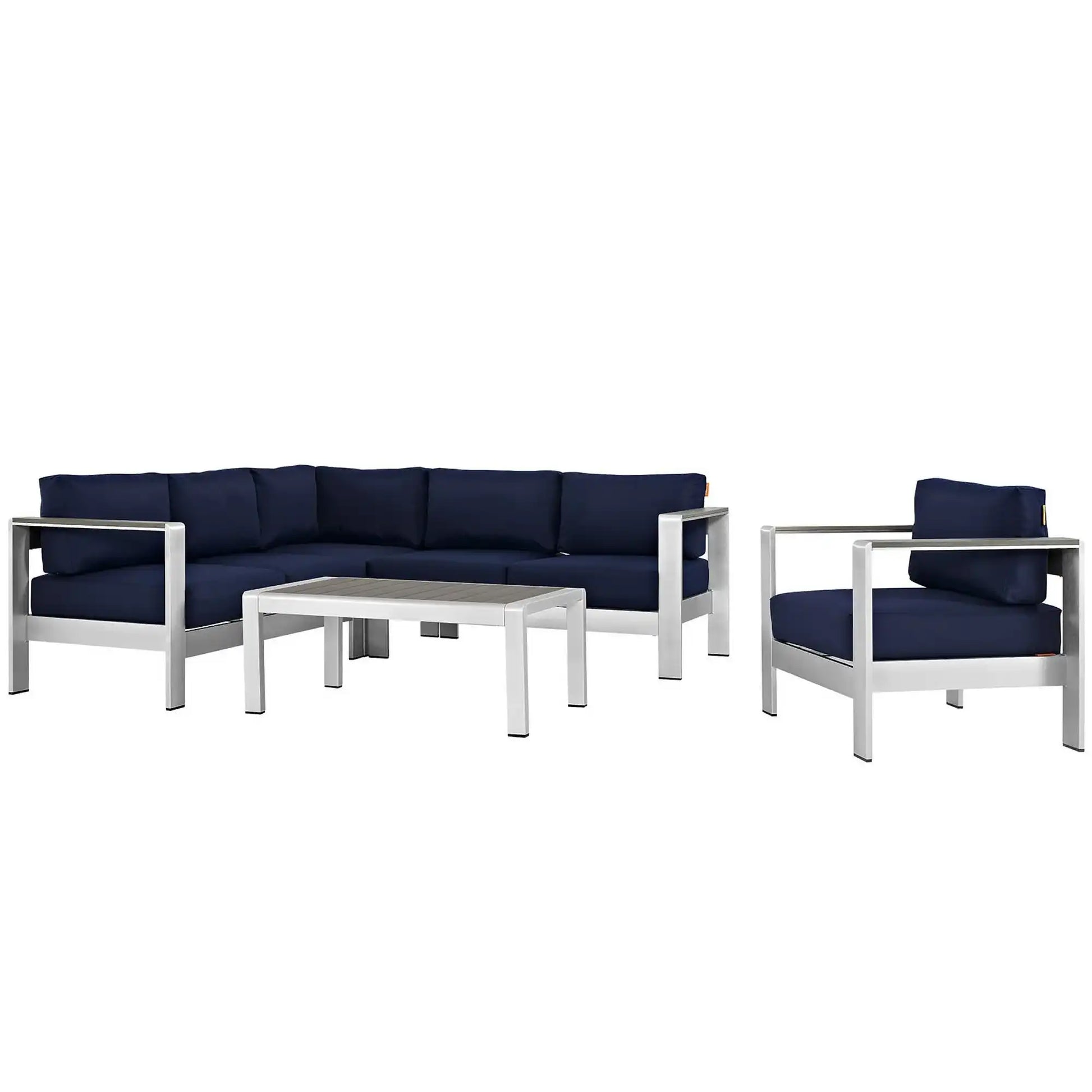 Shore 5 Piece Outdoor Patio Aluminum Sectional Sofa Set by Modway - Best Buy Furniture