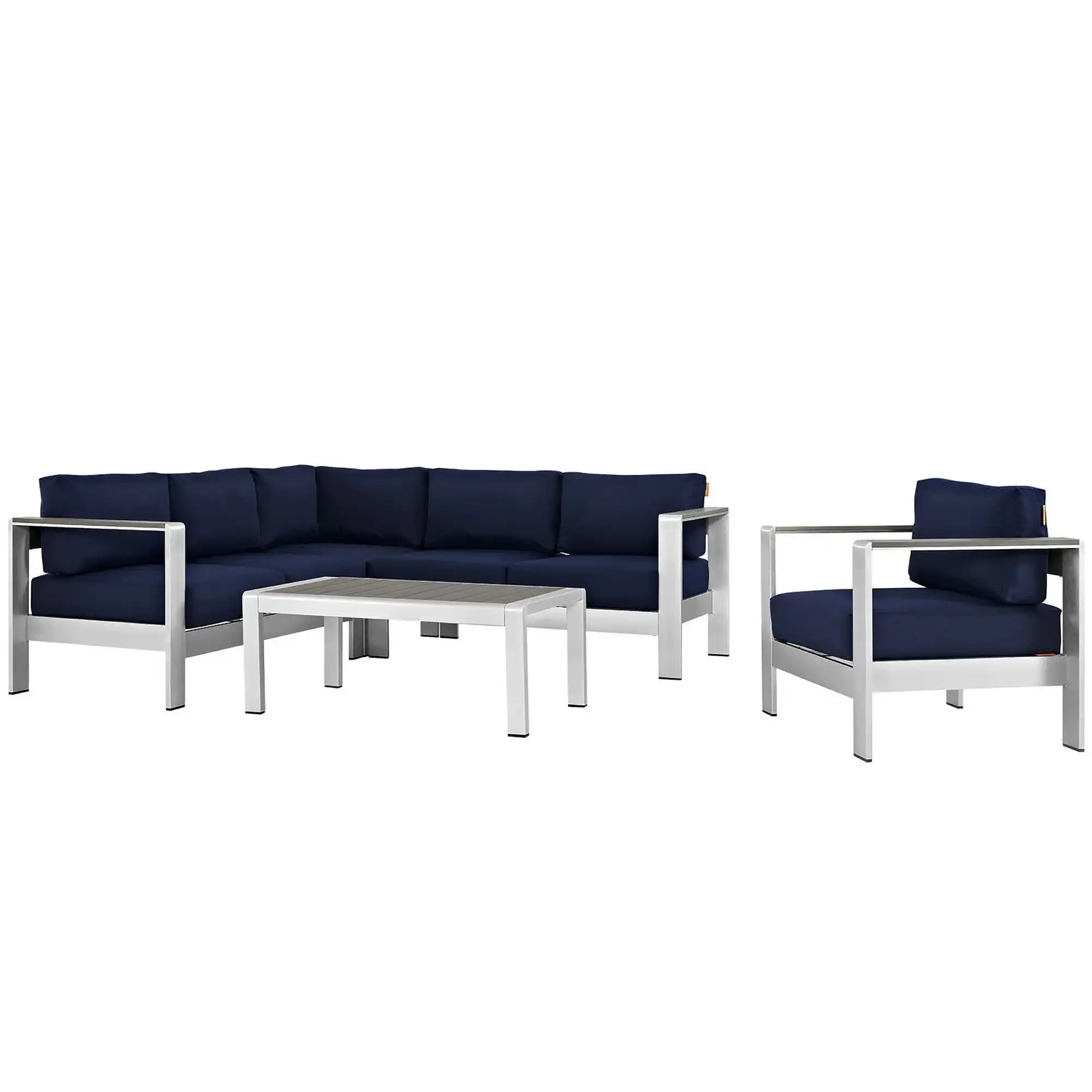 Shore 5 Piece Outdoor Patio Aluminum Sectional Sofa Set by Modway - Best Buy Furniture