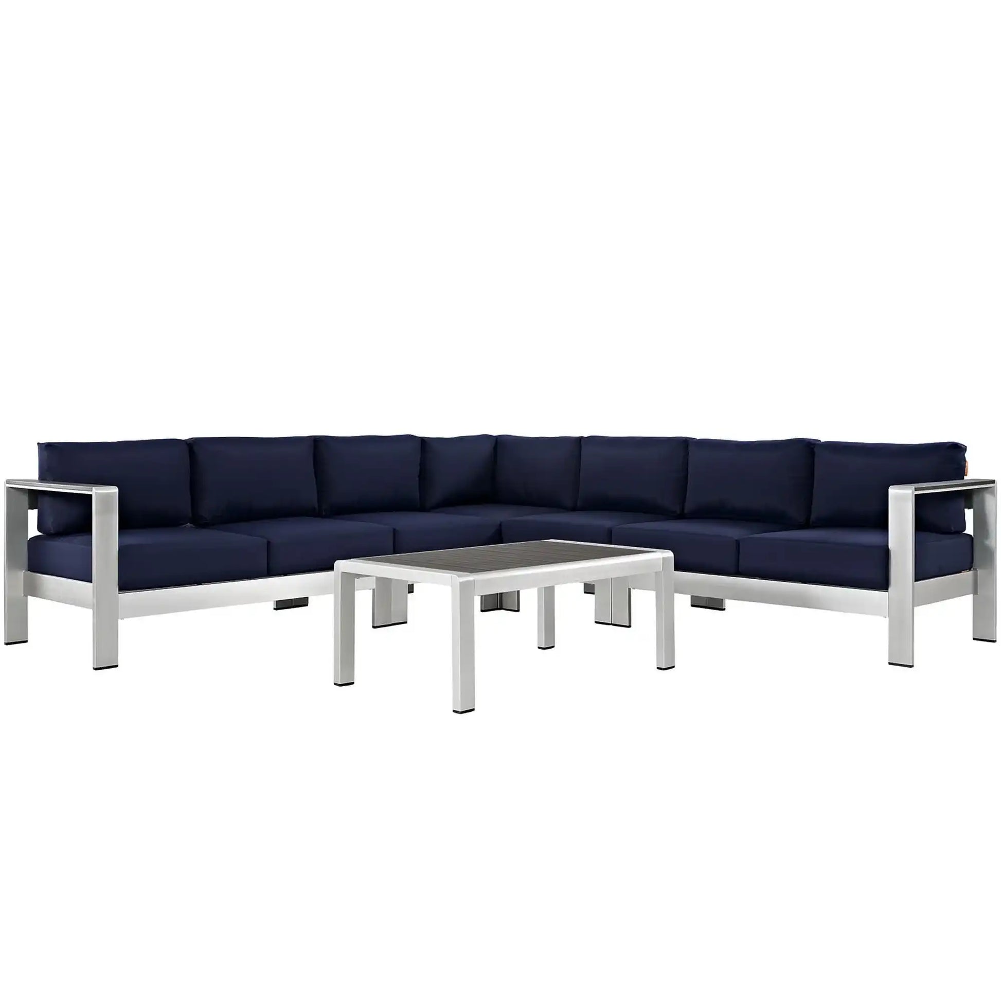 Shore 6 Piece Outdoor Patio Aluminum Sectional Sofa Set by Modway - Best Buy Furniture