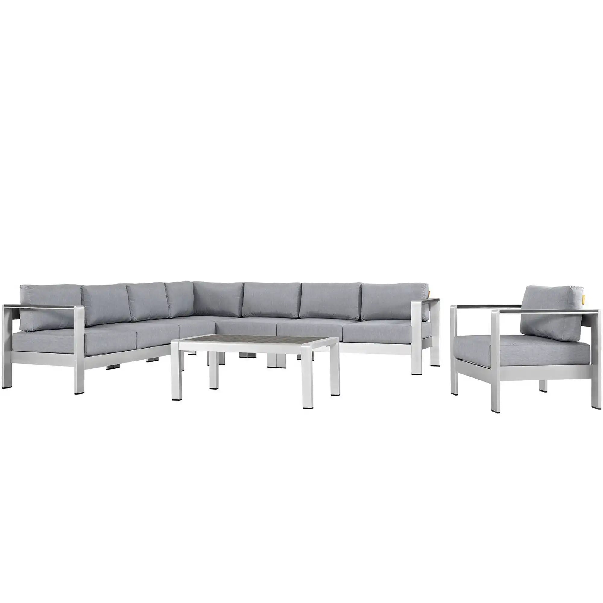 Shore 7 Piece Outdoor Patio Aluminum Sectional Sofa Set by Modway - Best Buy Furniture