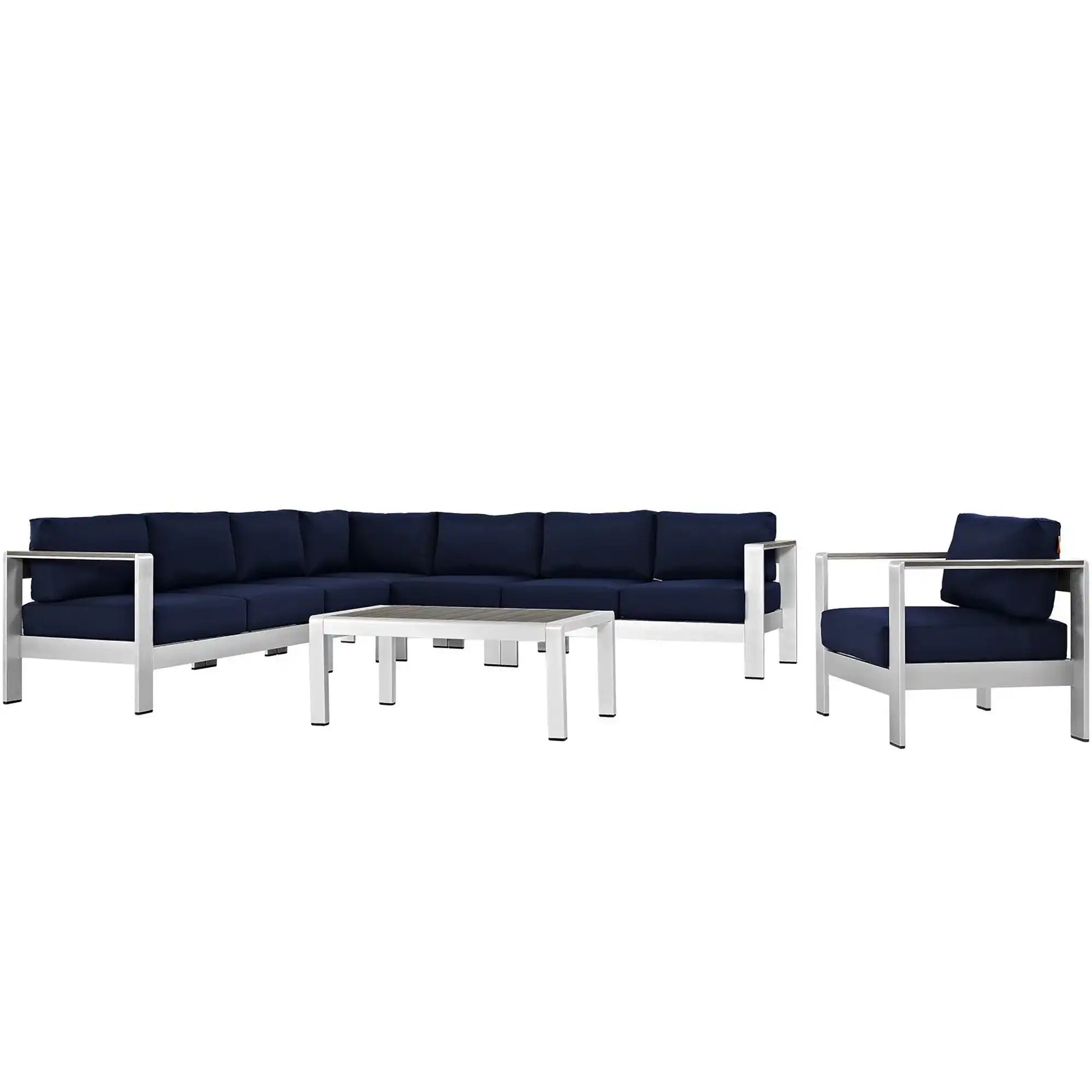 Shore 7 Piece Outdoor Patio Aluminum Sectional Sofa Set by Modway - Best Buy Furniture
