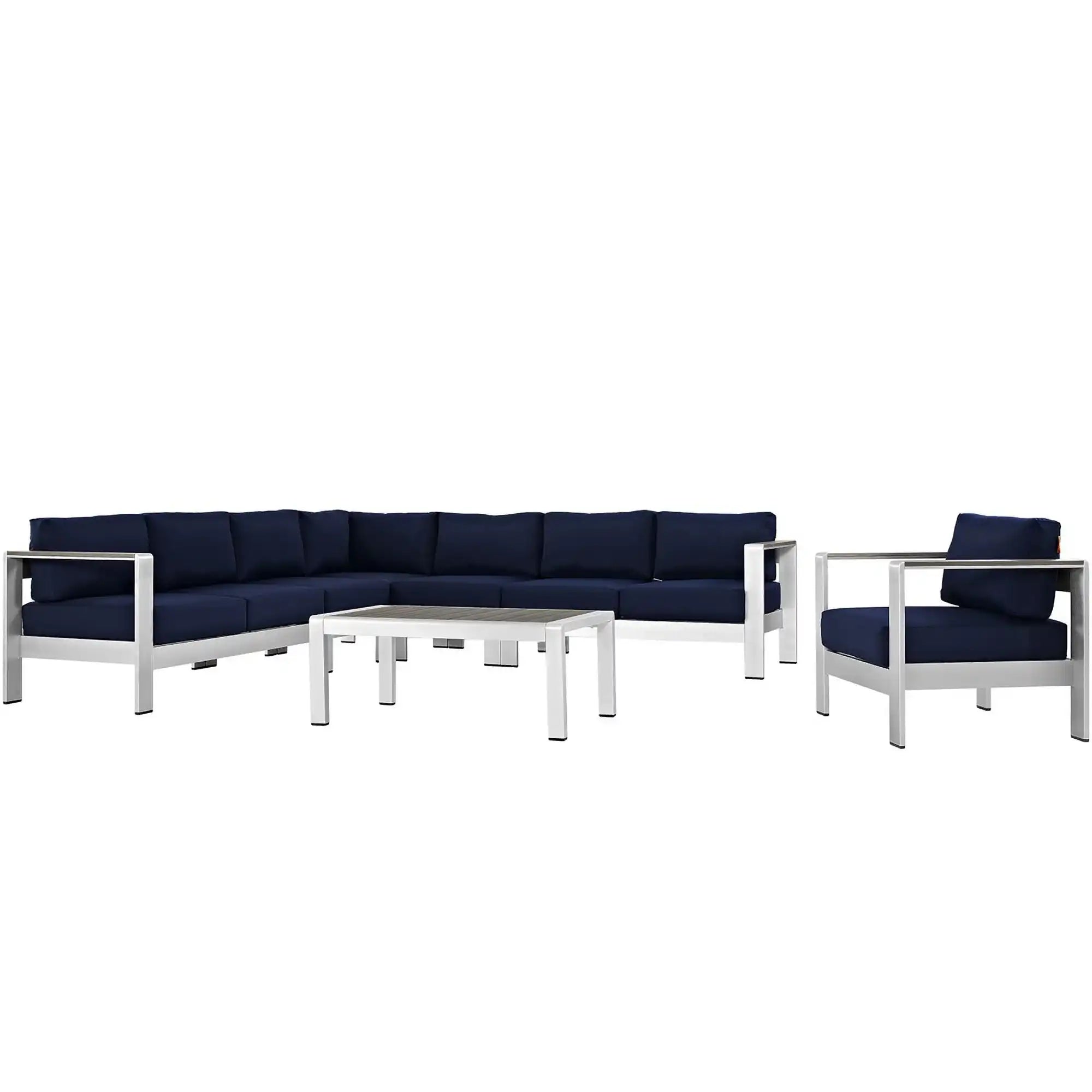 Shore 7 Piece Outdoor Patio Aluminum Sectional Sofa Set by Modway - Best Buy Furniture