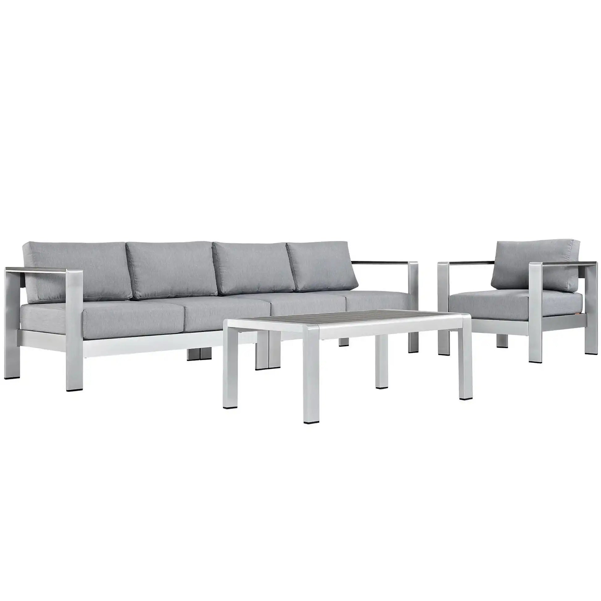 Shore 4 Piece Outdoor Patio Aluminum Sectional Sofa Set by Modway - Best Buy Furniture