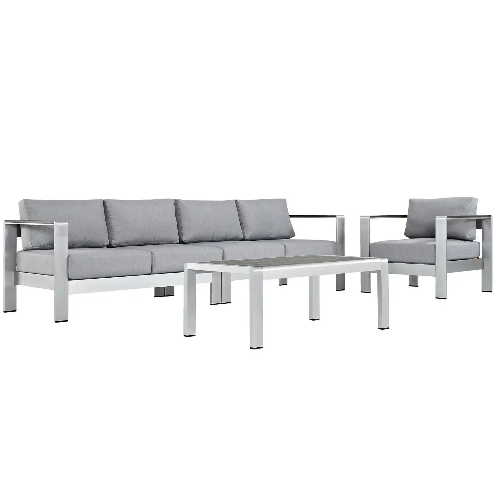 Shore 4 Piece Outdoor Patio Aluminum Sectional Sofa Set by Modway - Best Buy Furniture
