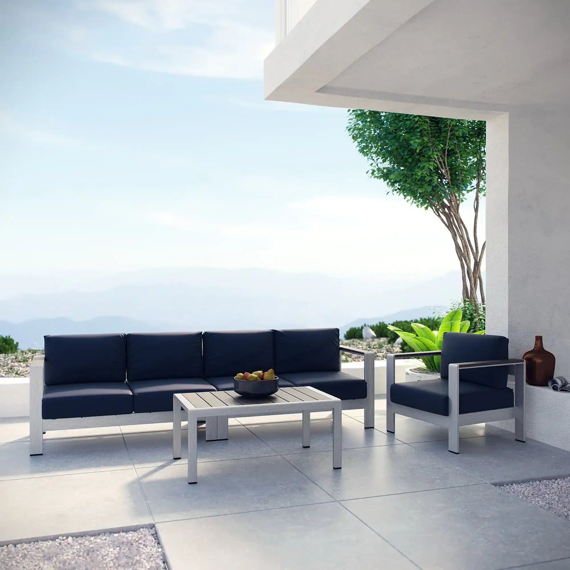 Shore 4 Piece Outdoor Patio Aluminum Sectional Sofa Set by Modway - Best Buy Furniture