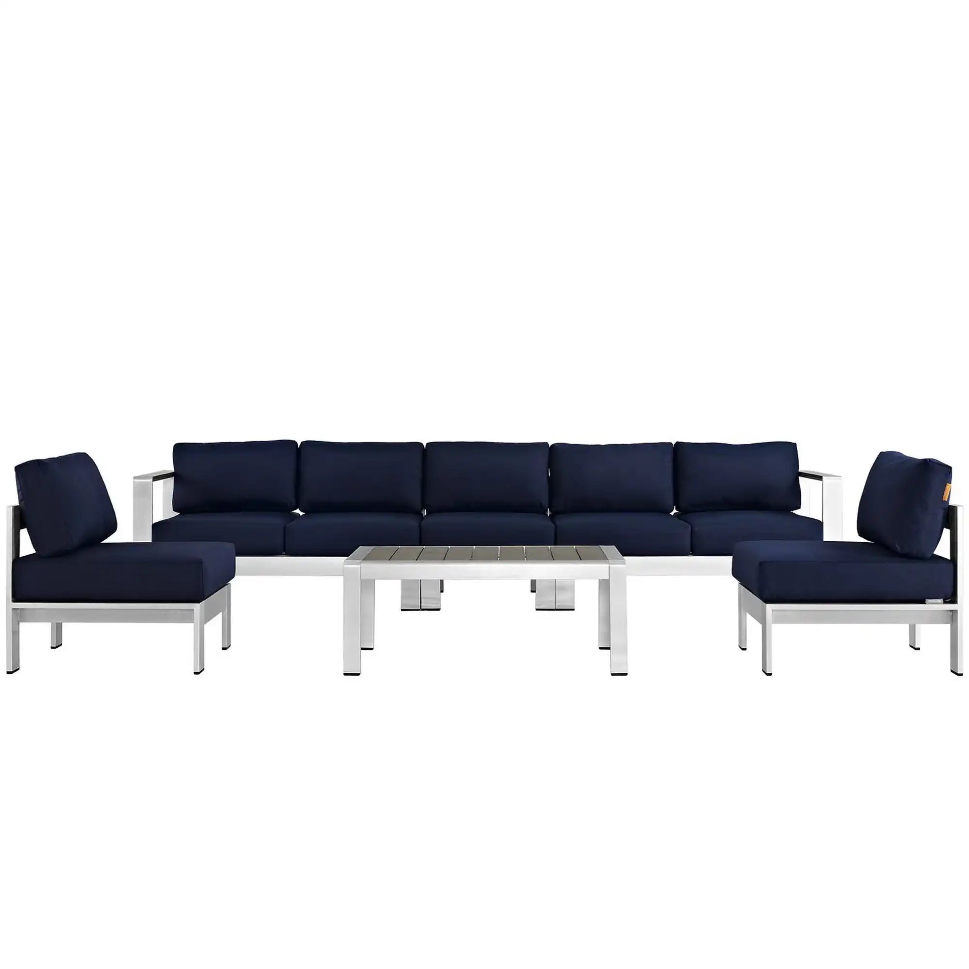 Shore 6 Piece Outdoor Patio Aluminum Sectional Sofa Set by Modway - Best Buy Furniture