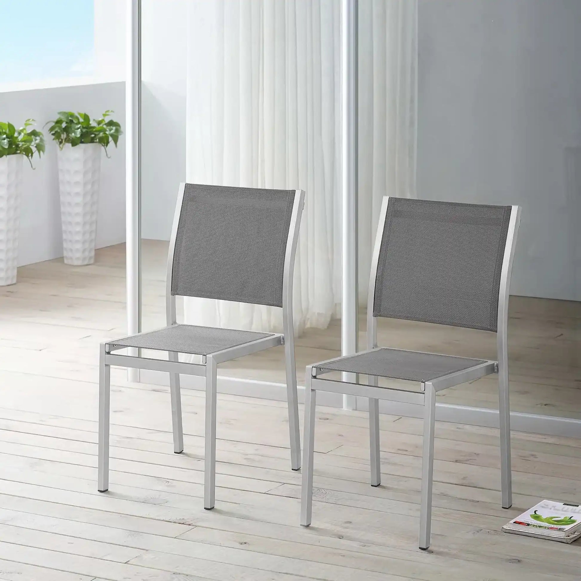 Shore Outdoor Patio Aluminum Side Chair Set of 2 by Modway - Best Buy Furniture