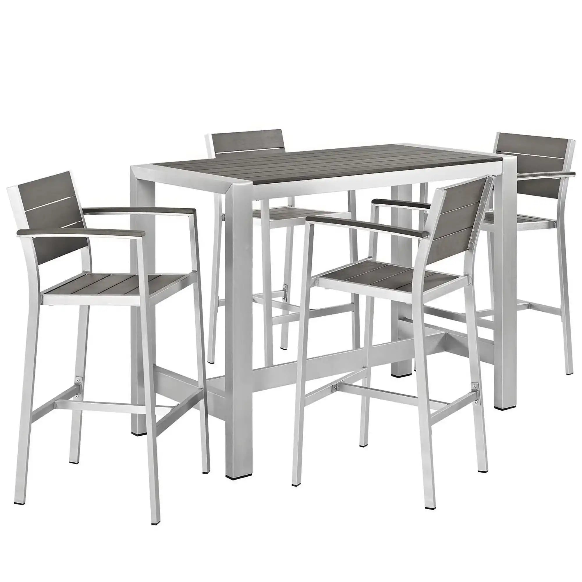 Shore 5 Piece Outdoor Patio Aluminum Dining Set by Modway - Best Buy Furniture
