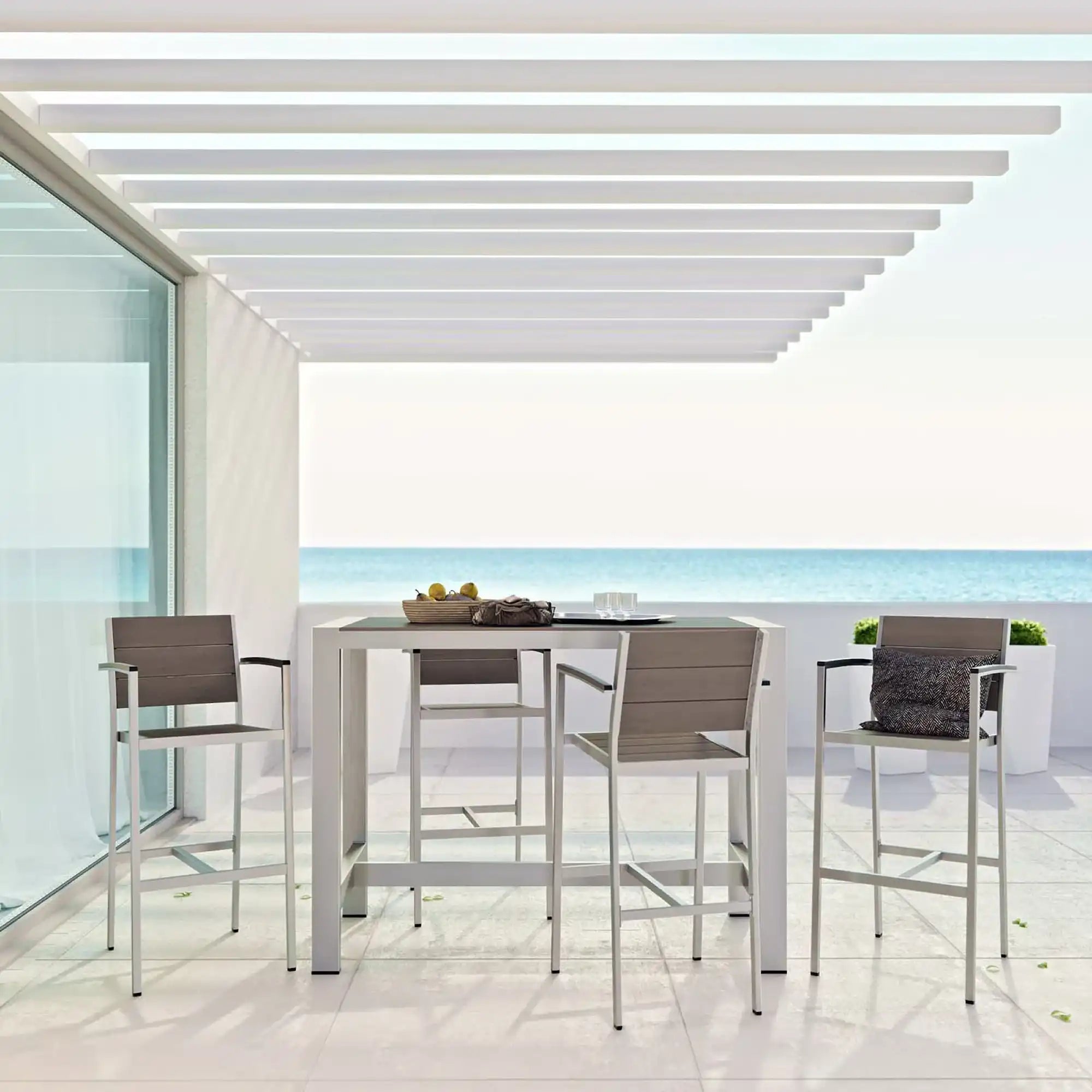 Shore 5 Piece Outdoor Patio Aluminum Dining Set by Modway - Best Buy Furniture