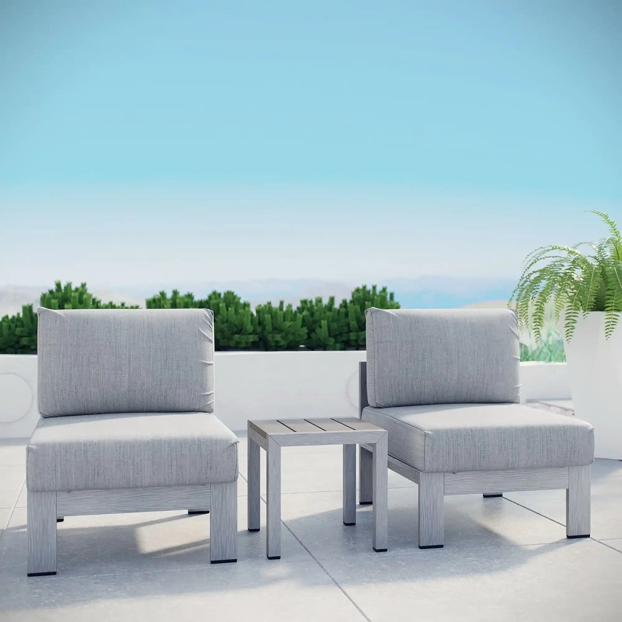 Shore 3 Piece Outdoor Patio Aluminum Sectional Sofa Set by Modway - Best Buy Furniture