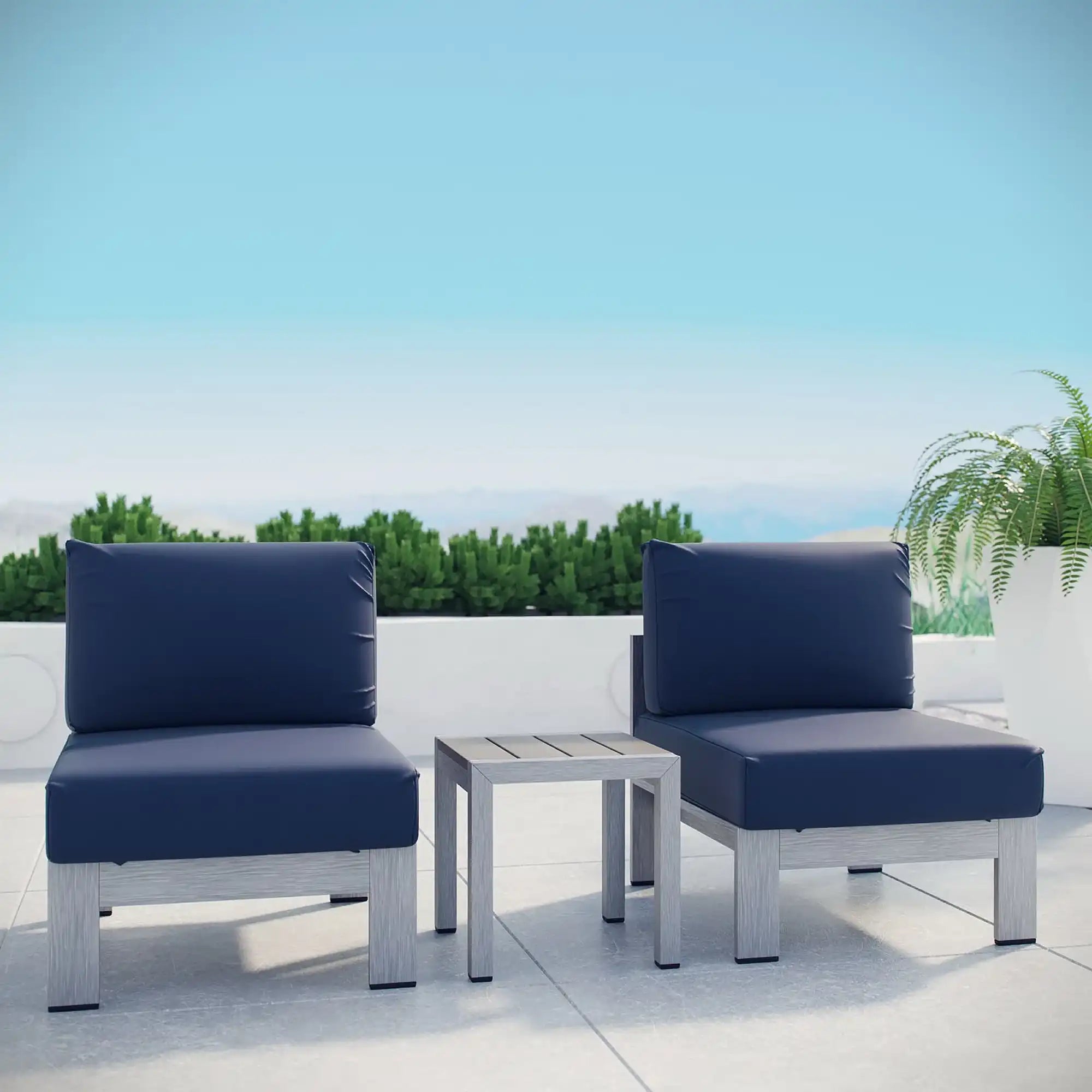 Shore 3 Piece Outdoor Patio Aluminum Sectional Sofa Set by Modway - Best Buy Furniture