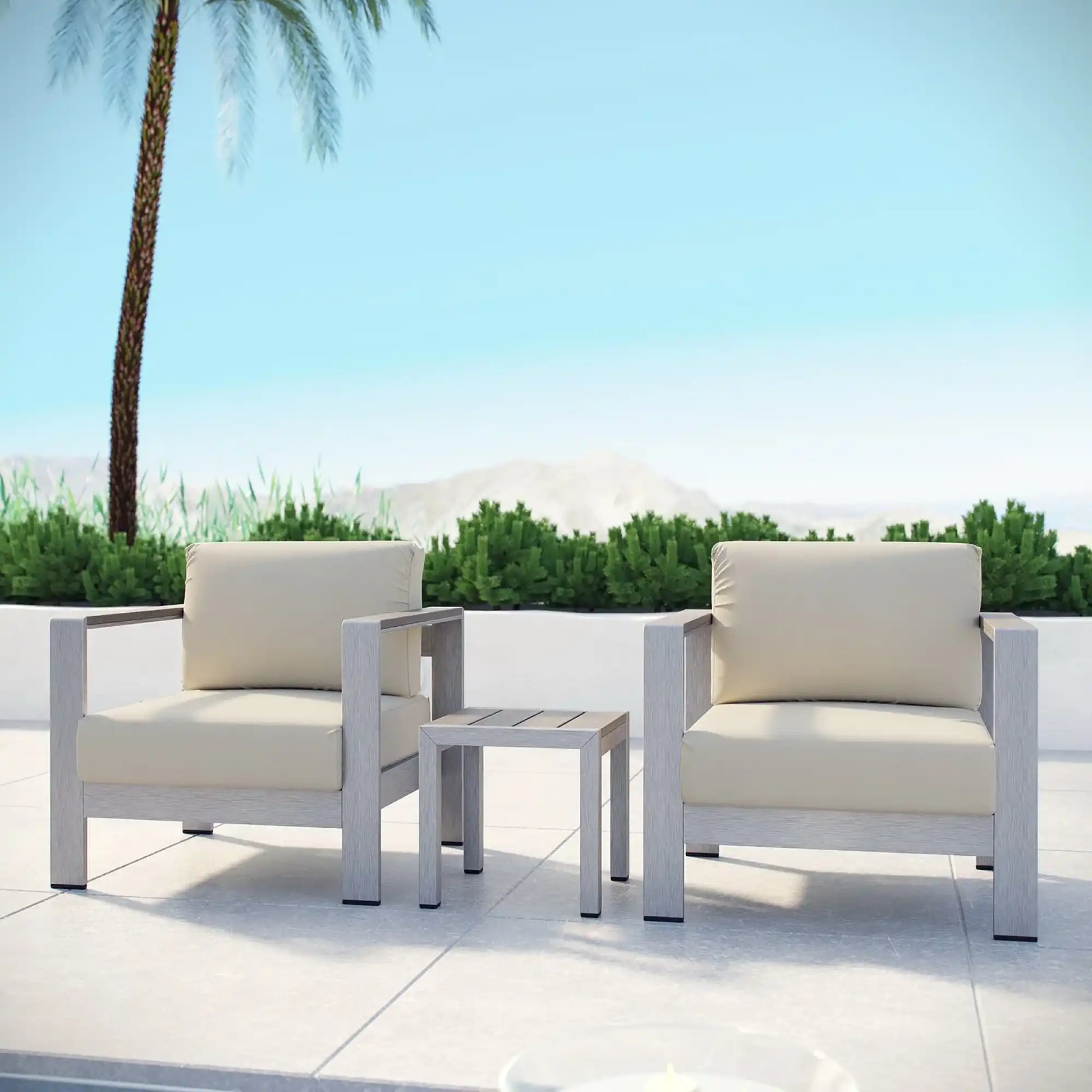 Shore 3 Piece Outdoor Patio Aluminum Set by Modway - Best Buy Furniture