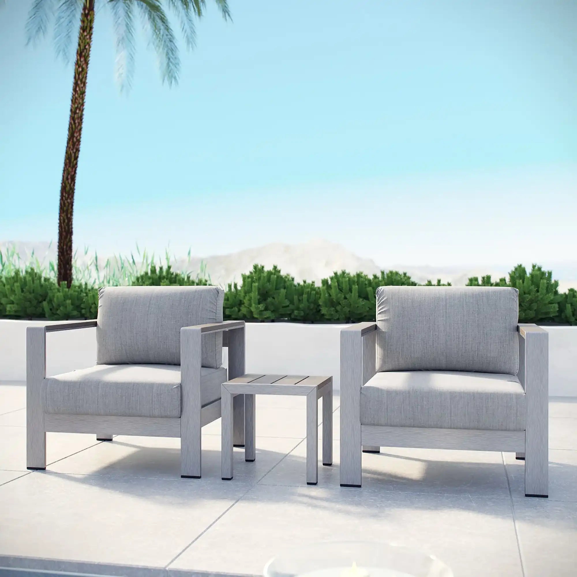 Shore 3 Piece Outdoor Patio Aluminum Set by Modway - Best Buy Furniture
