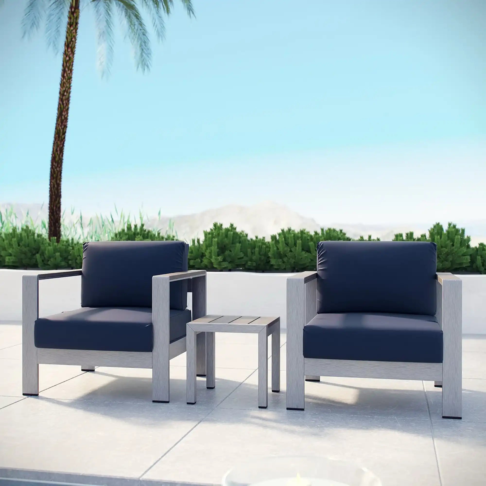 Shore 3 Piece Outdoor Patio Aluminum Set by Modway - Best Buy Furniture