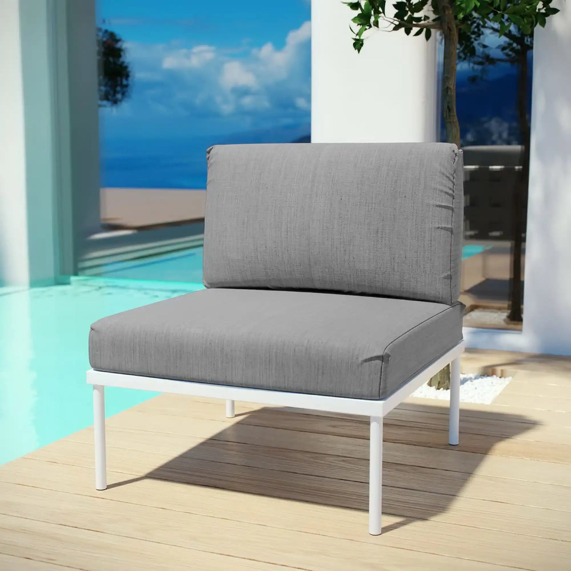 Harmony Armless Outdoor Patio Aluminum Chair by Modway - Best Buy Furniture