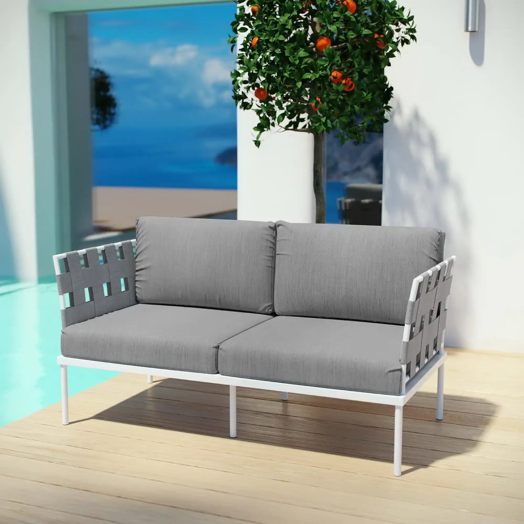Harmony Outdoor Patio Aluminum Loveseat by Modway - Best Buy Furniture