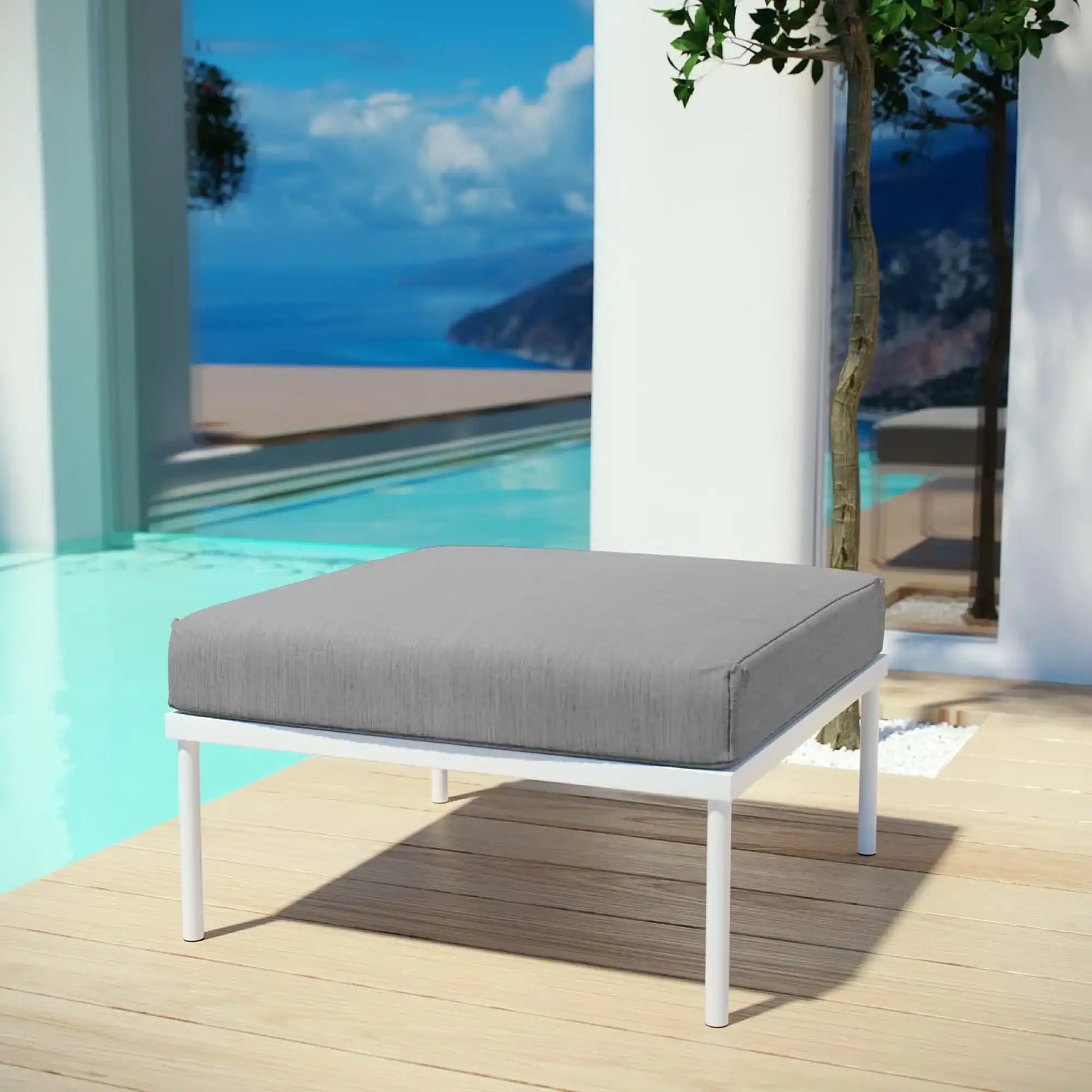 Harmony Outdoor Patio Aluminum Ottoman by Modway - Best Buy Furniture