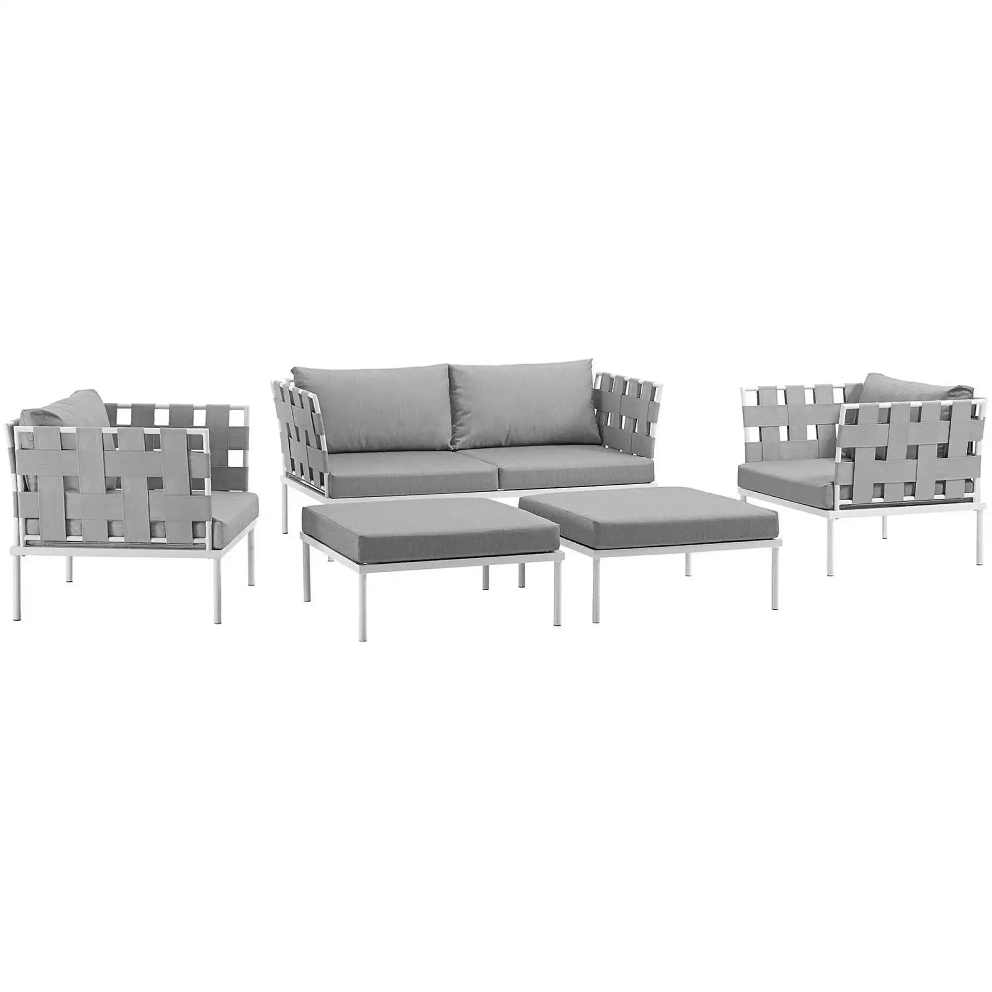 Harmony 5 Piece Outdoor Patio Aluminum Sectional Sofa Set by Modway - Best Buy Furniture