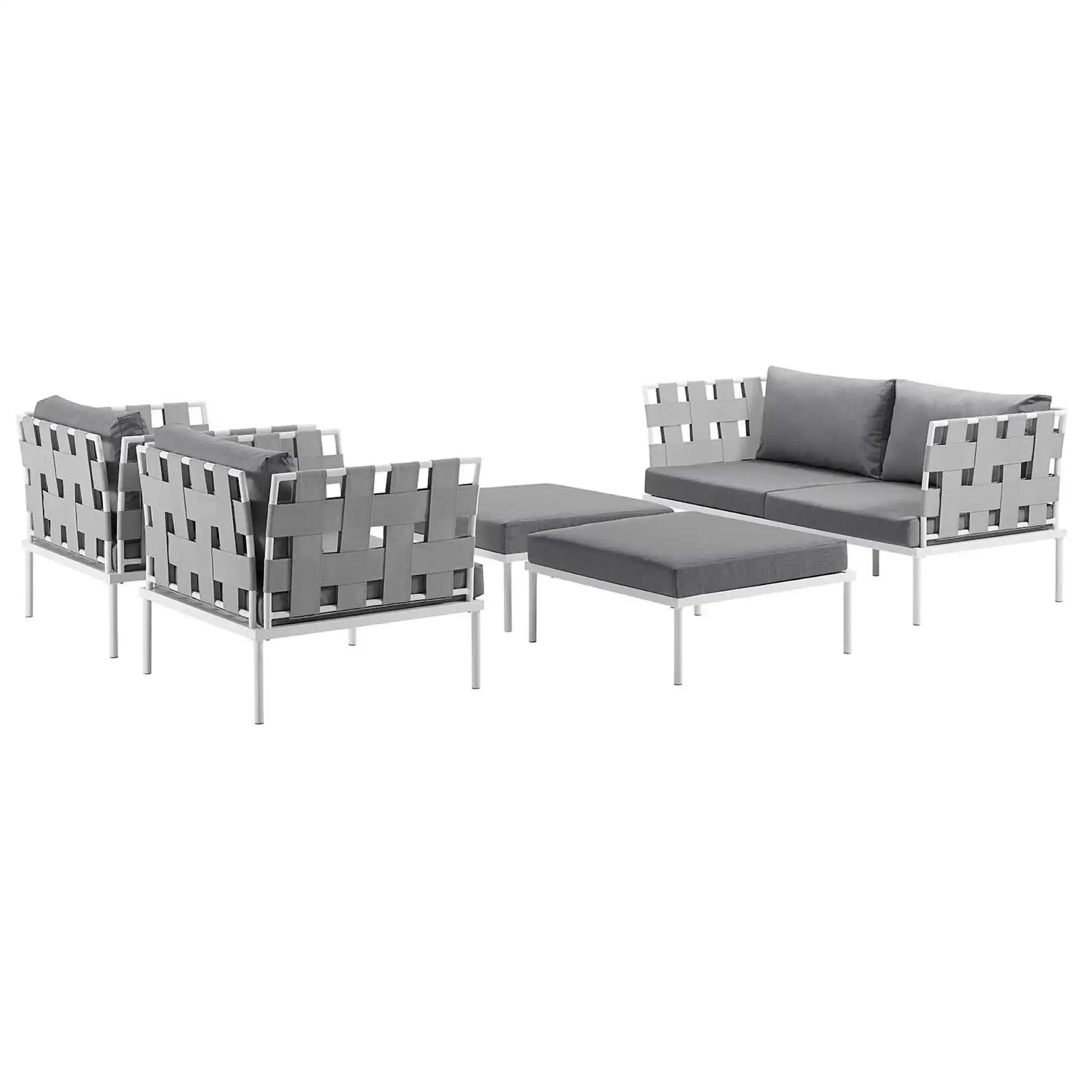 Harmony 5 Piece Outdoor Patio Aluminum Sectional Sofa Set by Modway - Best Buy Furniture