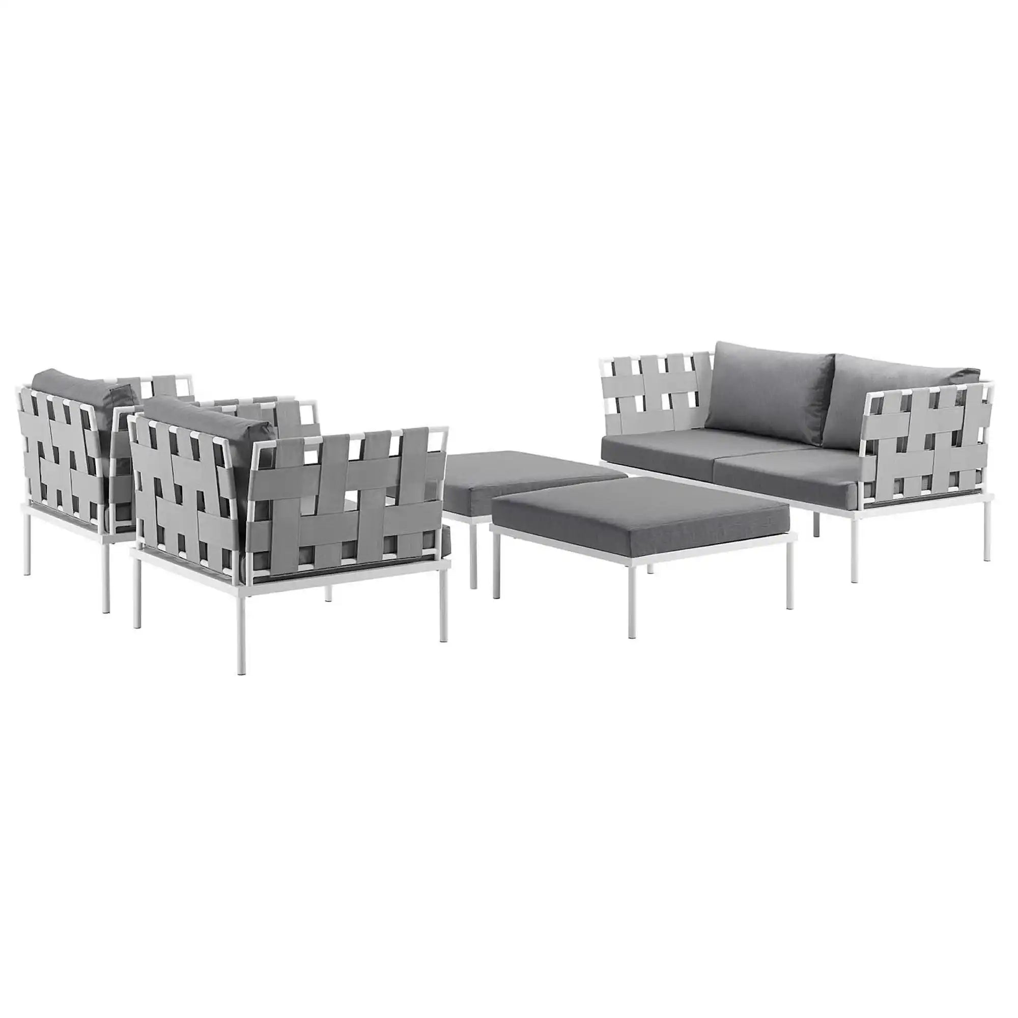 Harmony 5 Piece Outdoor Patio Aluminum Sectional Sofa Set by Modway - Best Buy Furniture