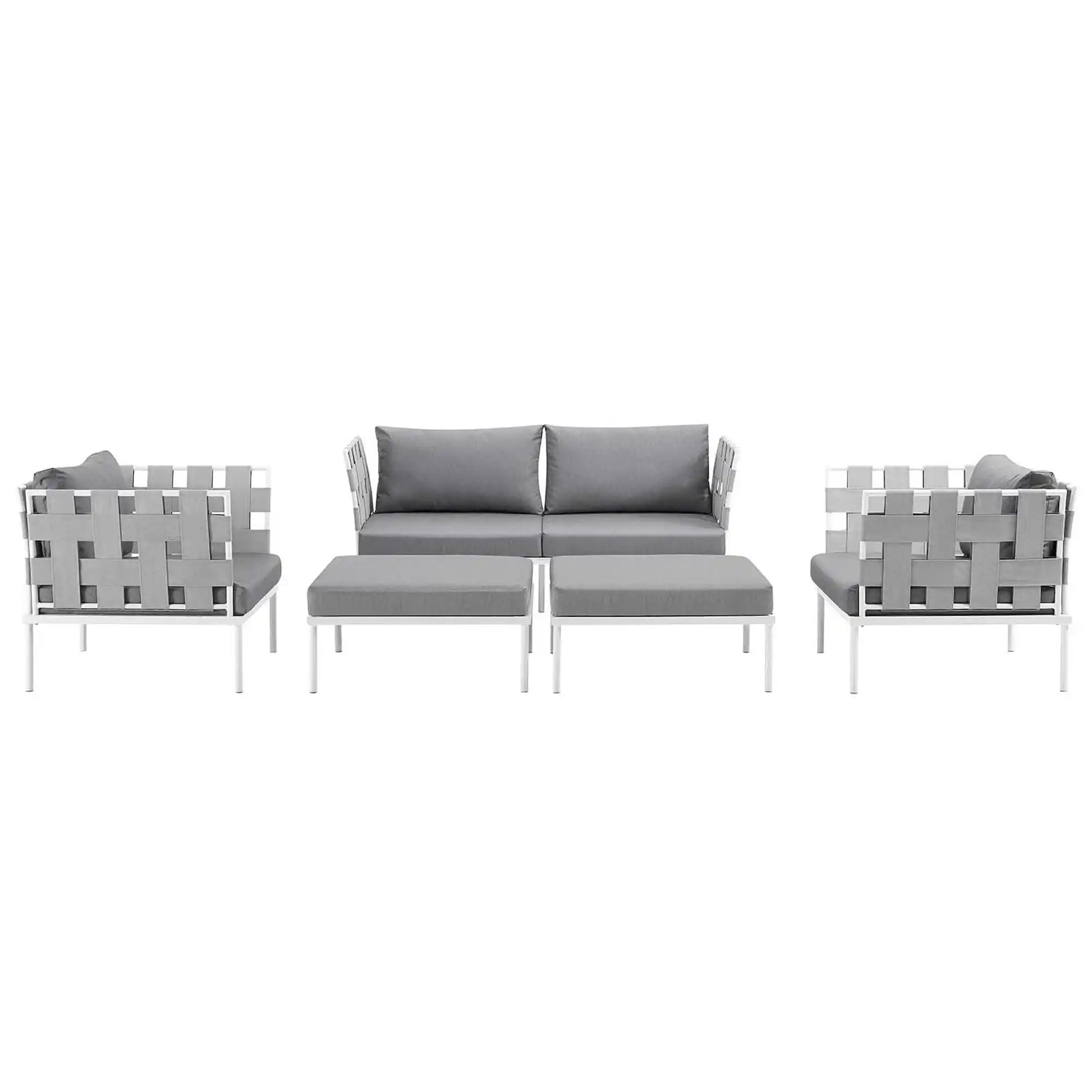 Harmony 5 Piece Outdoor Patio Aluminum Sectional Sofa Set by Modway - Best Buy Furniture