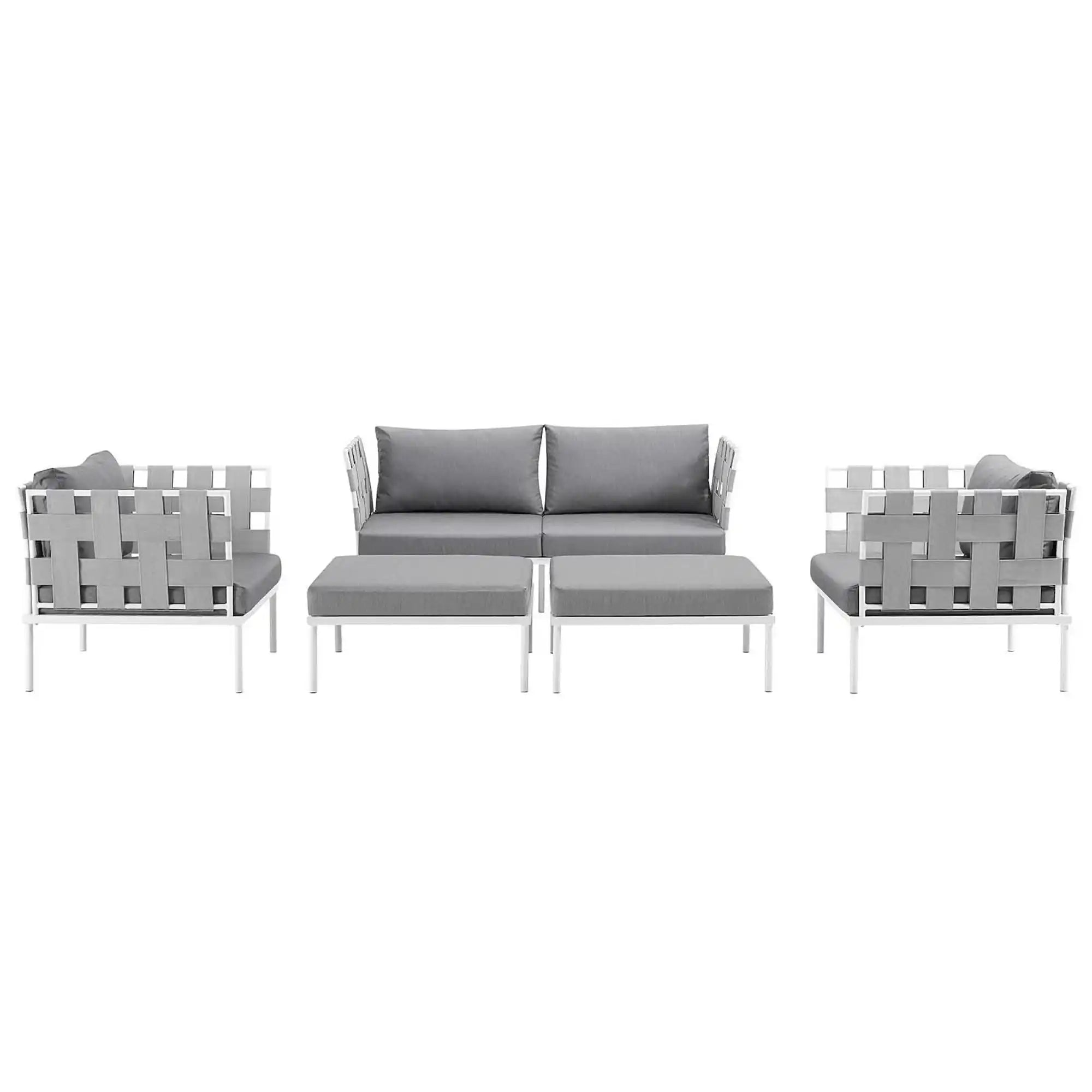 Harmony 5 Piece Outdoor Patio Aluminum Sectional Sofa Set by Modway - Best Buy Furniture